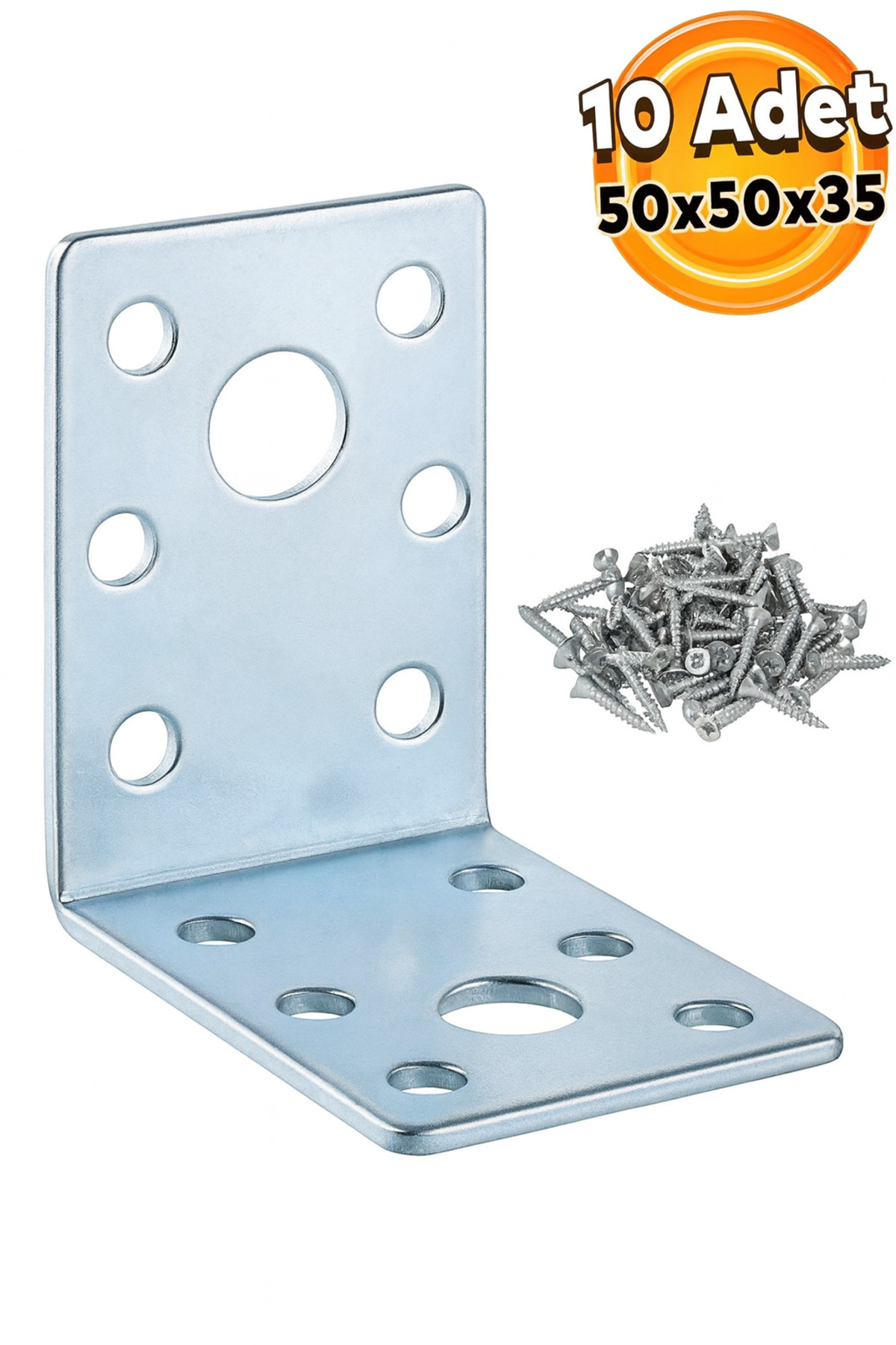 Badem10 Mobilya Eşya Dolap Duvara Sabitleme Köşebent Bağlantı Aparatı L Demiri Gönye 50x50x35 Mm 10 Adet