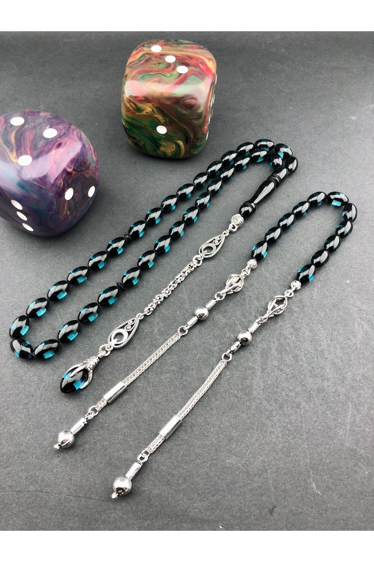 KEHRİBARGRAM Sürmeli Kehribar Tesbih Ve Zaza Seti