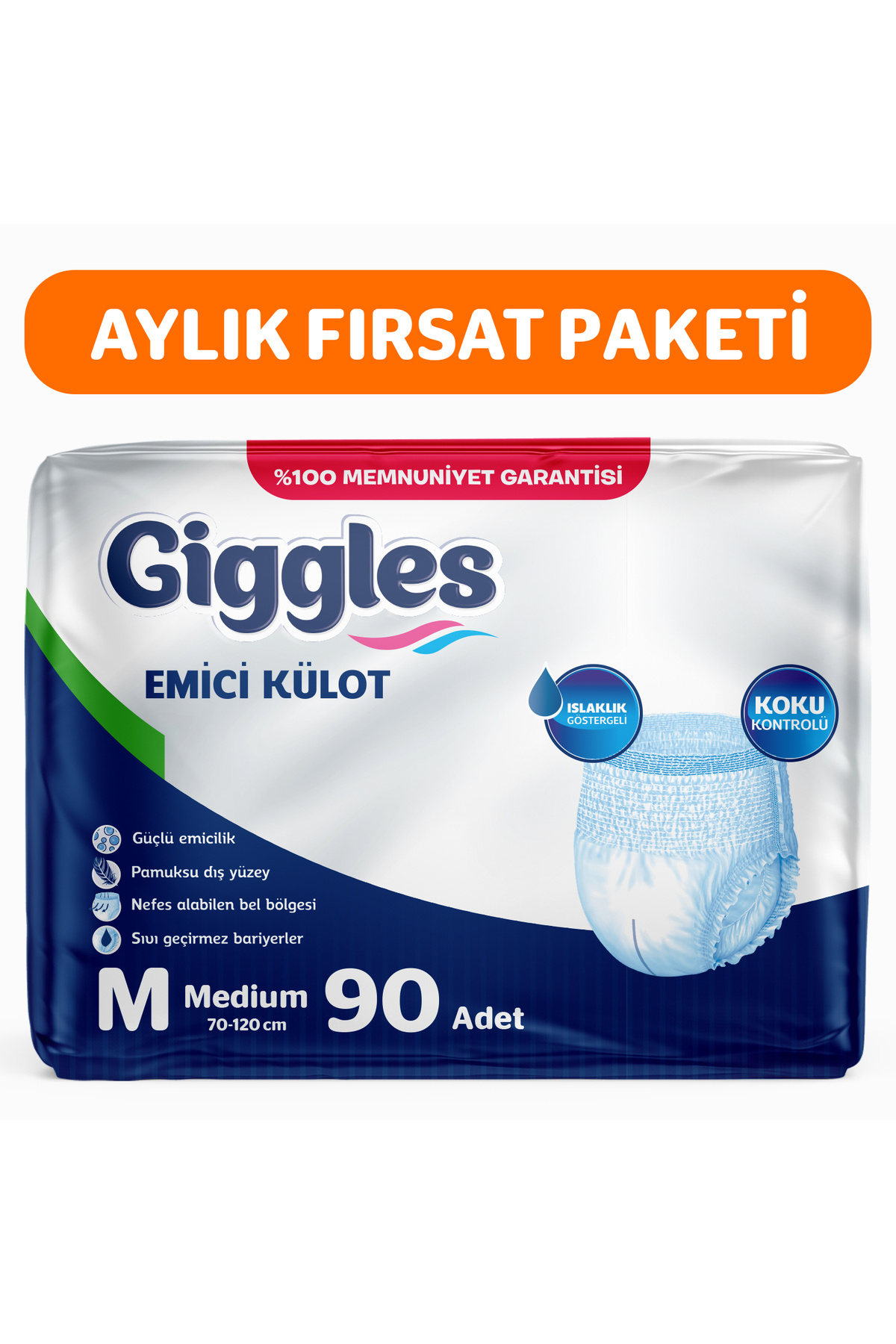giggles Yetişkin Emici Külot Medium 30'lu 3 Paket 90 Adet