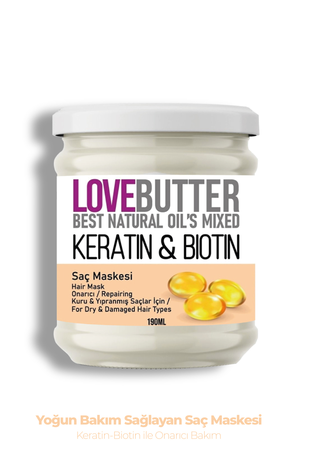 LOVE BUTTER Kuru Ve Yıpranmış Saçlar İçin Keratin & Biotin Onarıcı Saç Maskesi