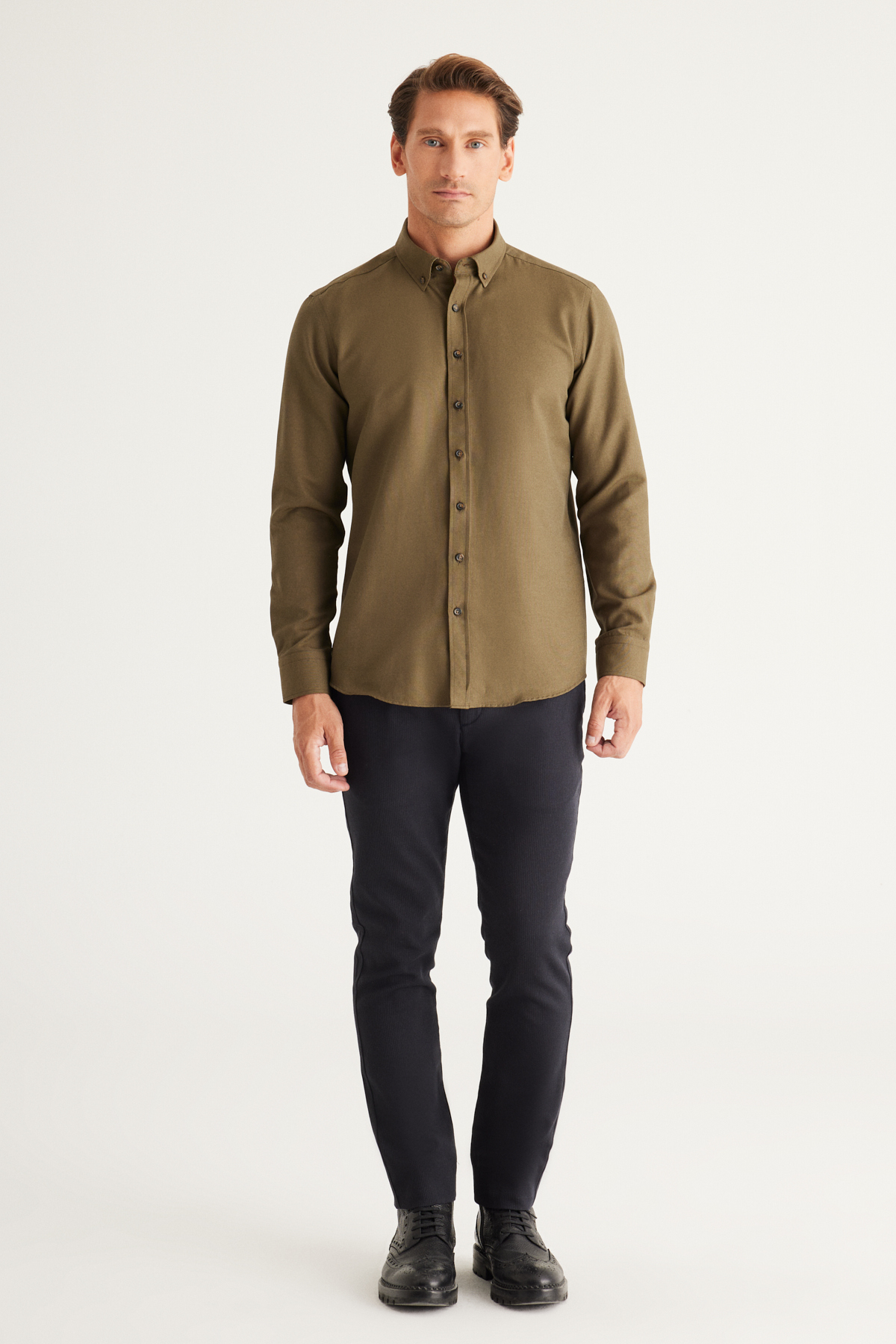 پیراهن مردانه خاکی آلتین ییلدیز | 4A2021100103 اورجینال - تصویر 4