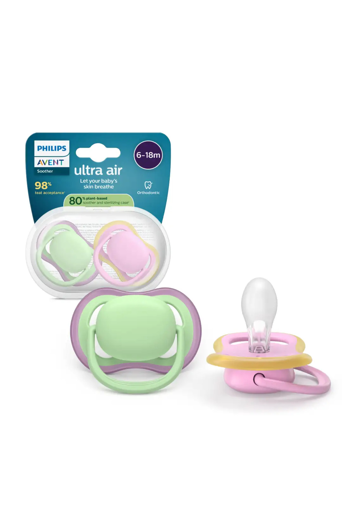 Philips Avent Zestaw 2 suzete Philips Avent Ultra Air SCF087/10, ortodoncja, ...