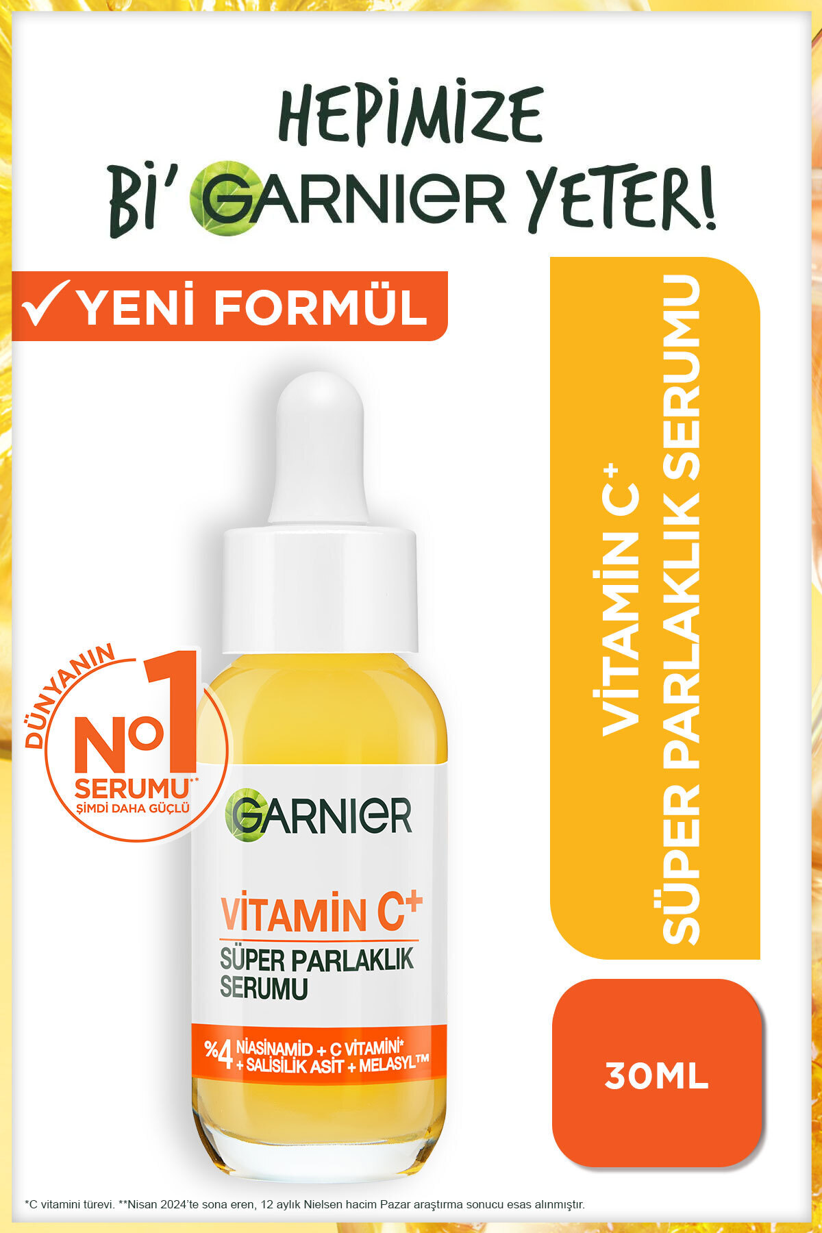 Garnier C Vitamini Parlak Süper Aydınlatıcı Serum (Niasinamid + C Vitamini* + Salisilik Asit) 30ml