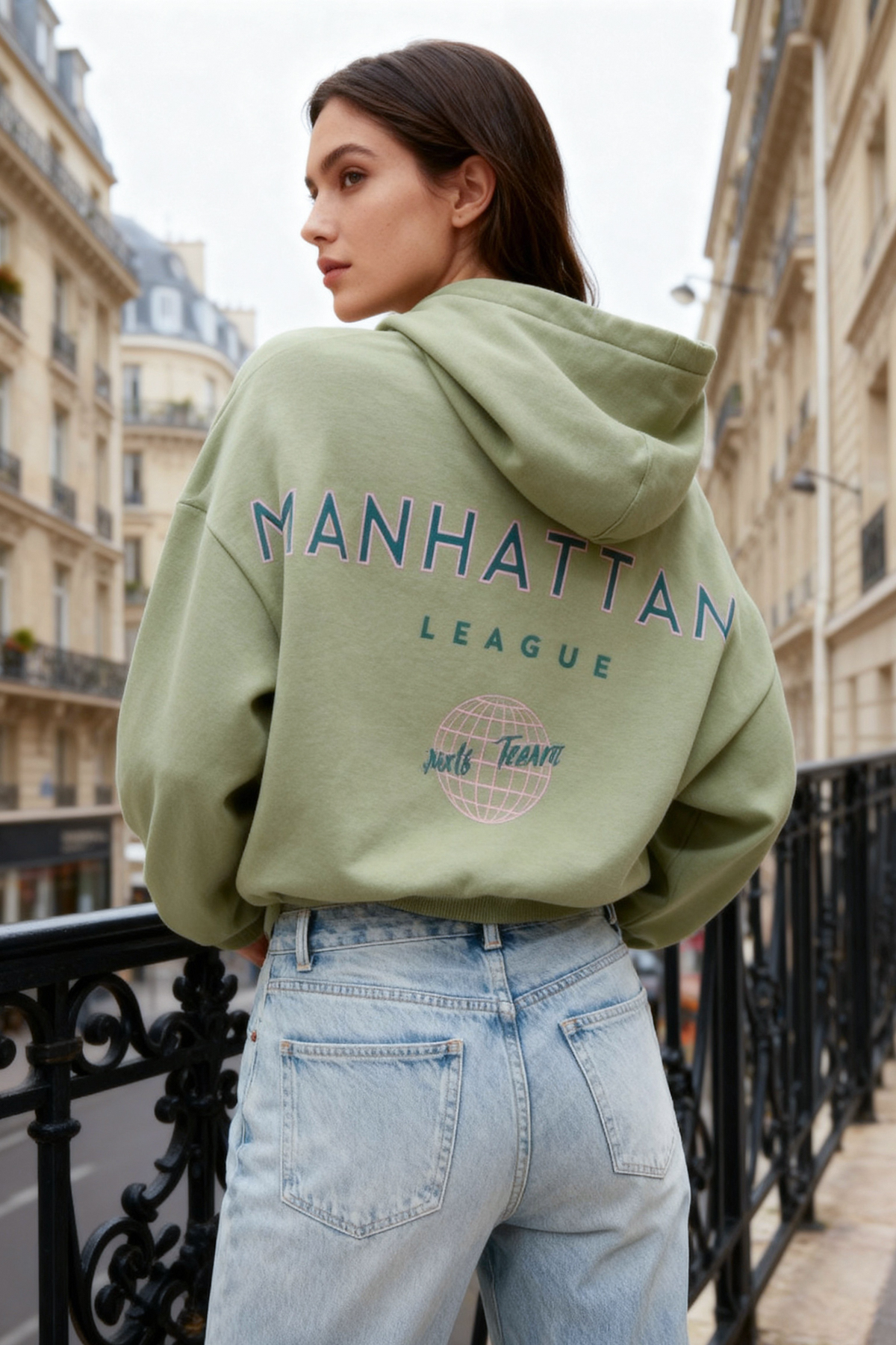 Trendyol Collection Mint Back Print Detailed Hooded Thick Inside Fleece Knitted Sweatshirt TWOAW22SW0711