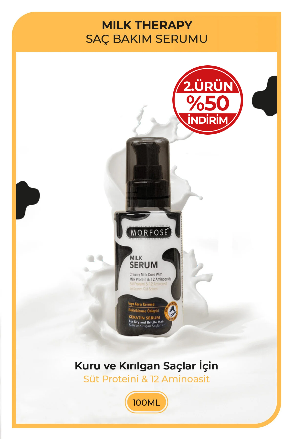 Morfose Milk Therapy Keratin Saç Serumu 100 Ml-yıpranmış Saçları Onarıcı, Yumuşak Ve Canlı Saçlar