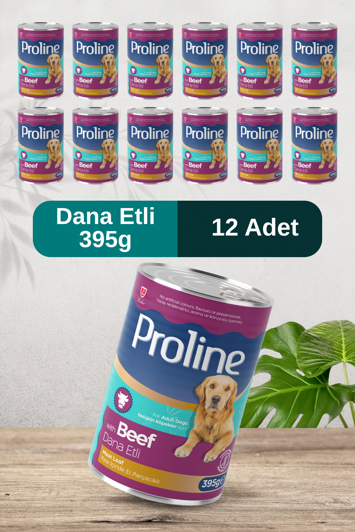 Pro Line Dana Etli Pate İçinde Et Parçacıklı Köpek Konservesi 395g x 12 Adet