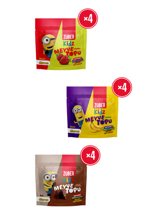 Züber Kidz Meyve Topu Deneme Paketi 42g x 12 Adet (Çilekli, Muzlu, Sütlü Kaka...