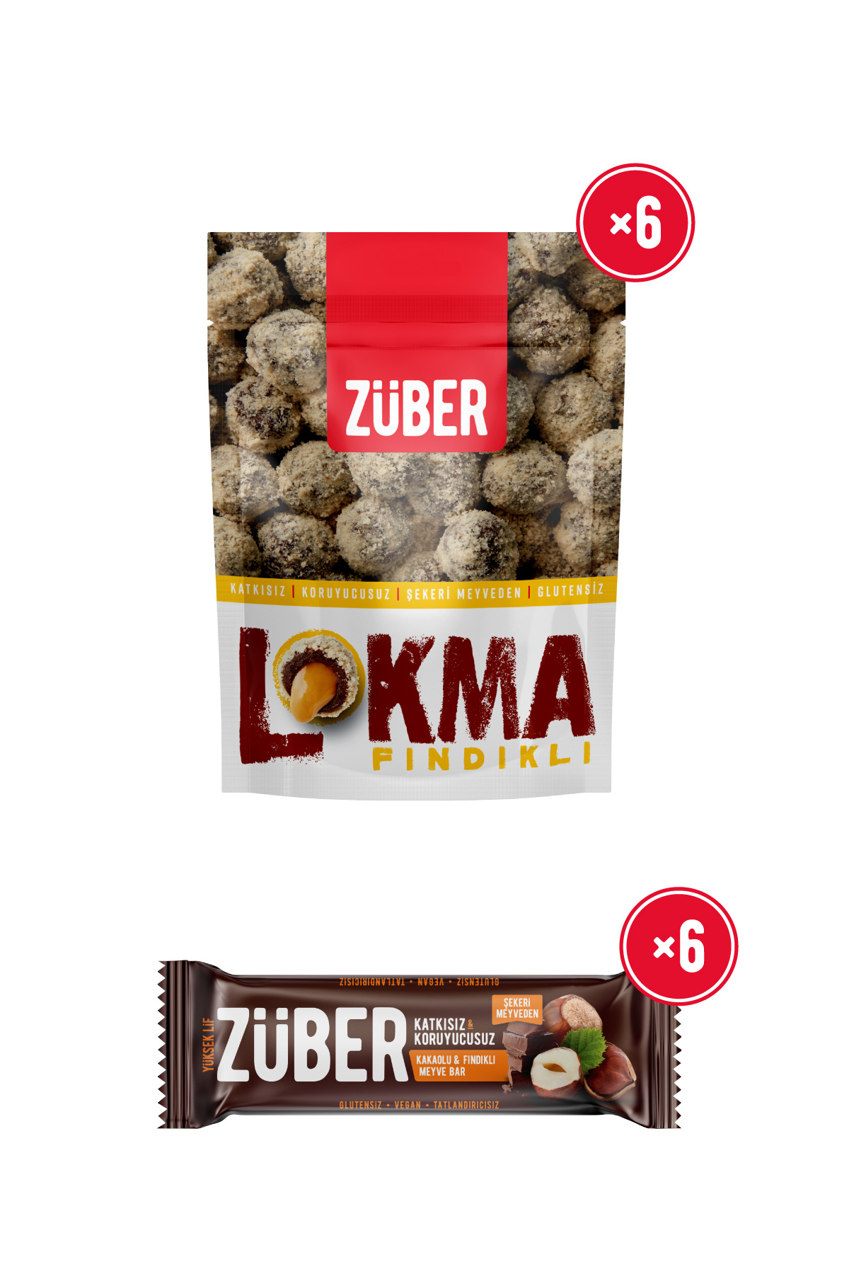 Züber Fındık Rüyası 12 Adet (Fındık Ezmeli Lokma, Fındıklı Meyve Bar)