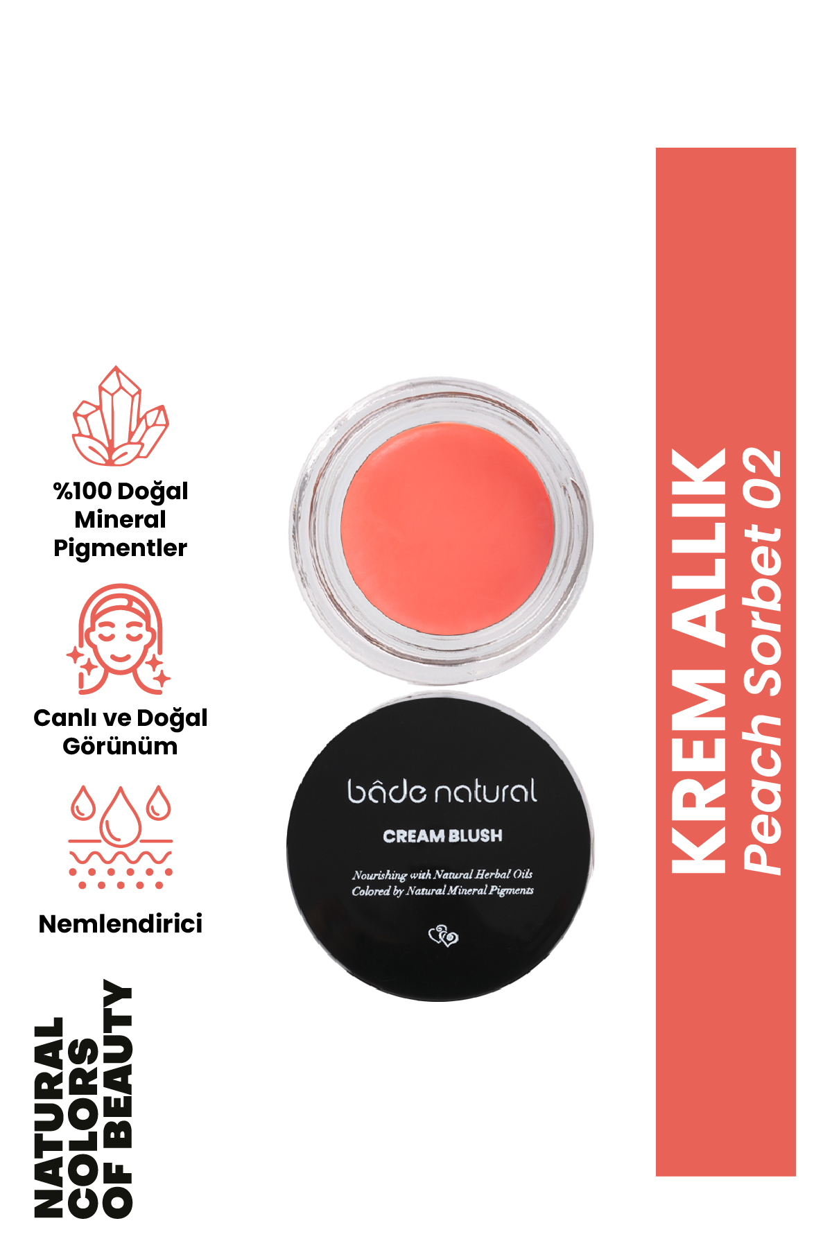 Bade Natural Krem Allık Peach Sorbet 02 %100 Doğal - Fiyatı, Yorumları