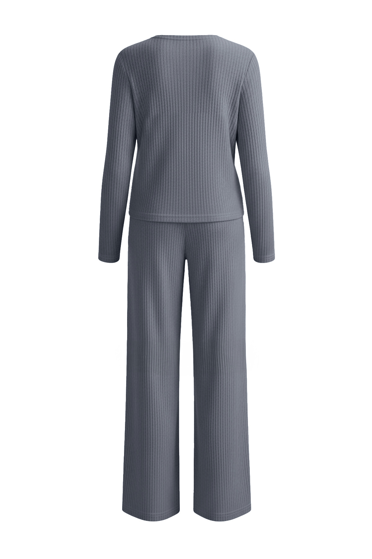 Trendyolmilla  Mavi Pamuklu Hırka Fırçalı Yumuşak Tuşe Kışlık Fitilli Örme Pijama Takımı THMAW26PT00216 - Görsel 3