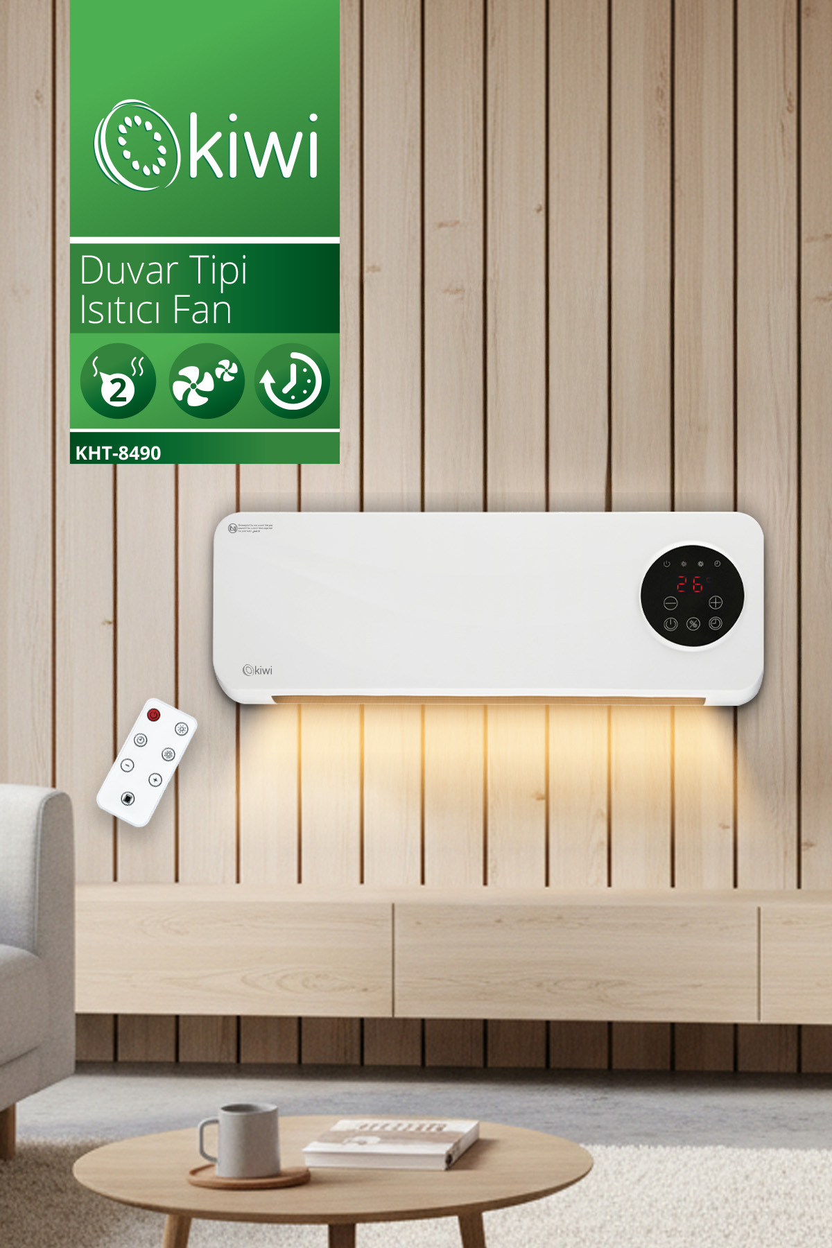 Kiwi Kht-8490 Duvar Tipi Isıtıcı Ve Vantilatör Beyaz