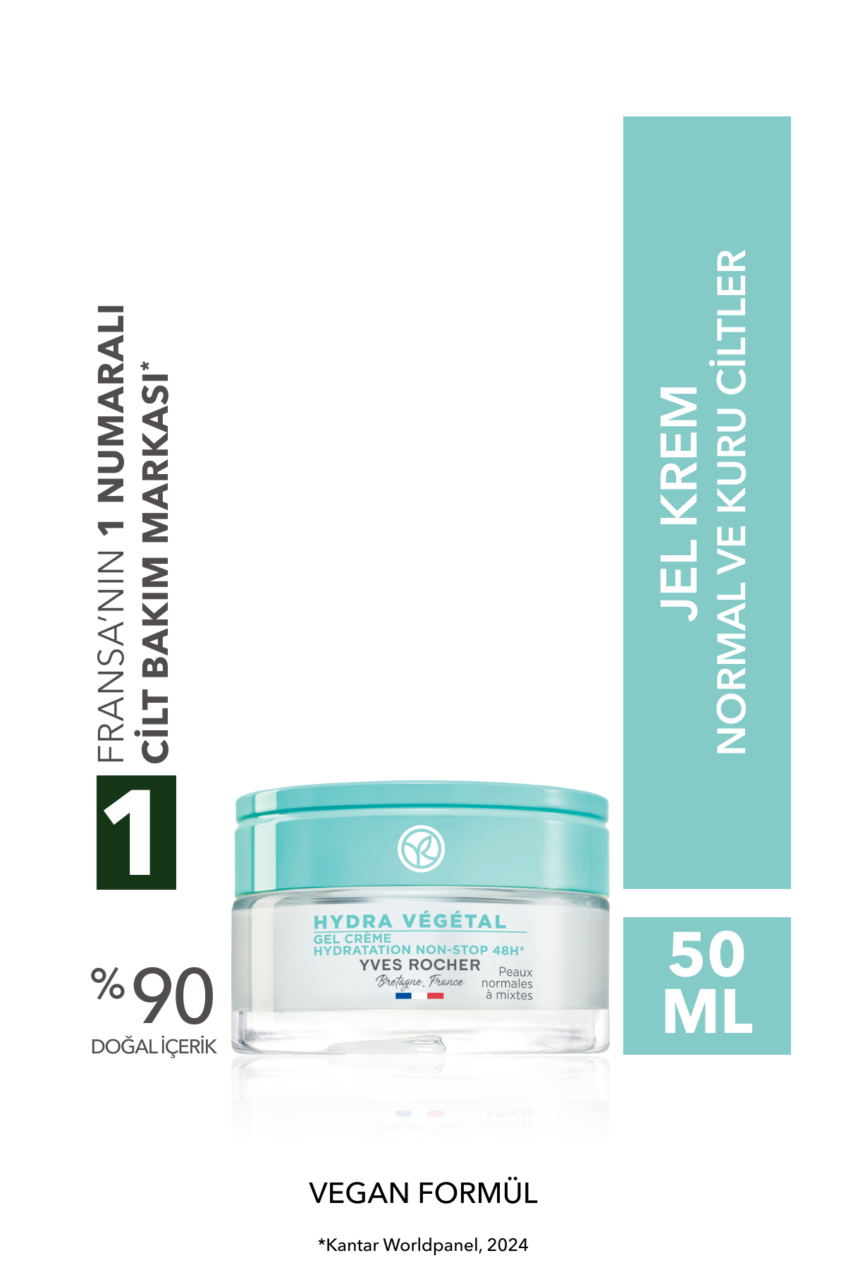 Yves Rocher Normal ve Kuru Cilt, Pantenol &E Vitamin, Jel Krem-Hydra Vegetal Bitkisel Nemlendirici Bakım-50ml