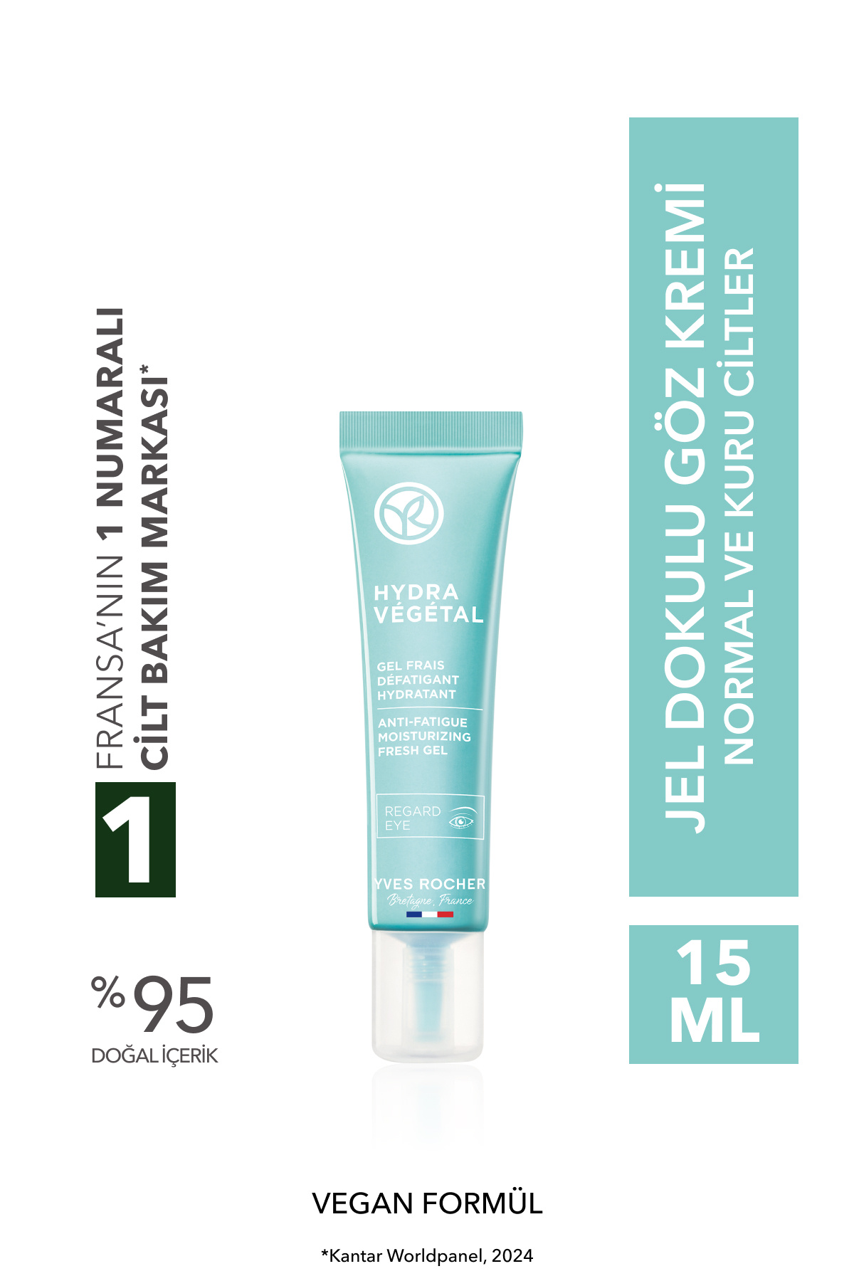 Yves Rocher Normal-Kuru Cilt,Aloe Vera&Escin,Jel Dokulu Göz Kremi-Hydra Vegetal Bitkisel Nemlendirici Bakım-15ml
