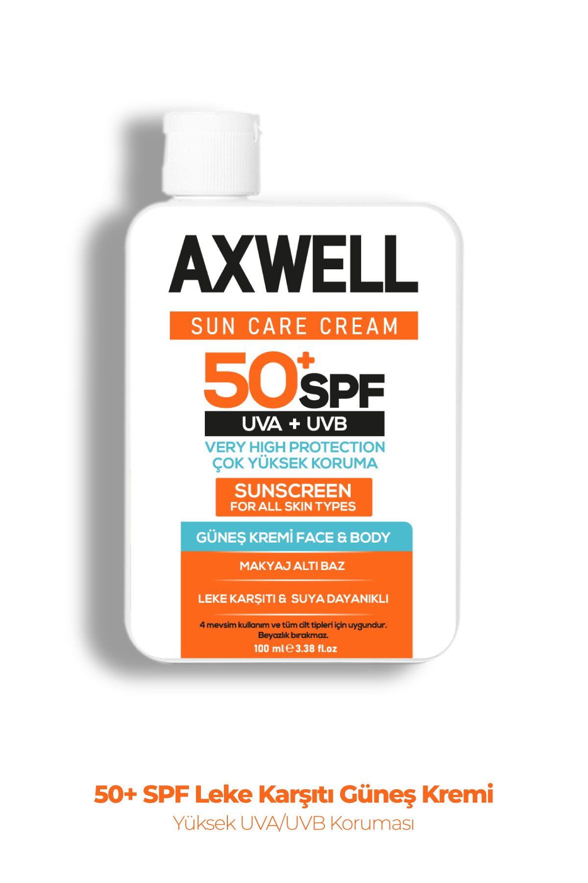 AXWELL Sun Care Cream Leke Karşıtı Güneş Kremi Çok Yüksek Koruma 50+ Spf 100 ml
