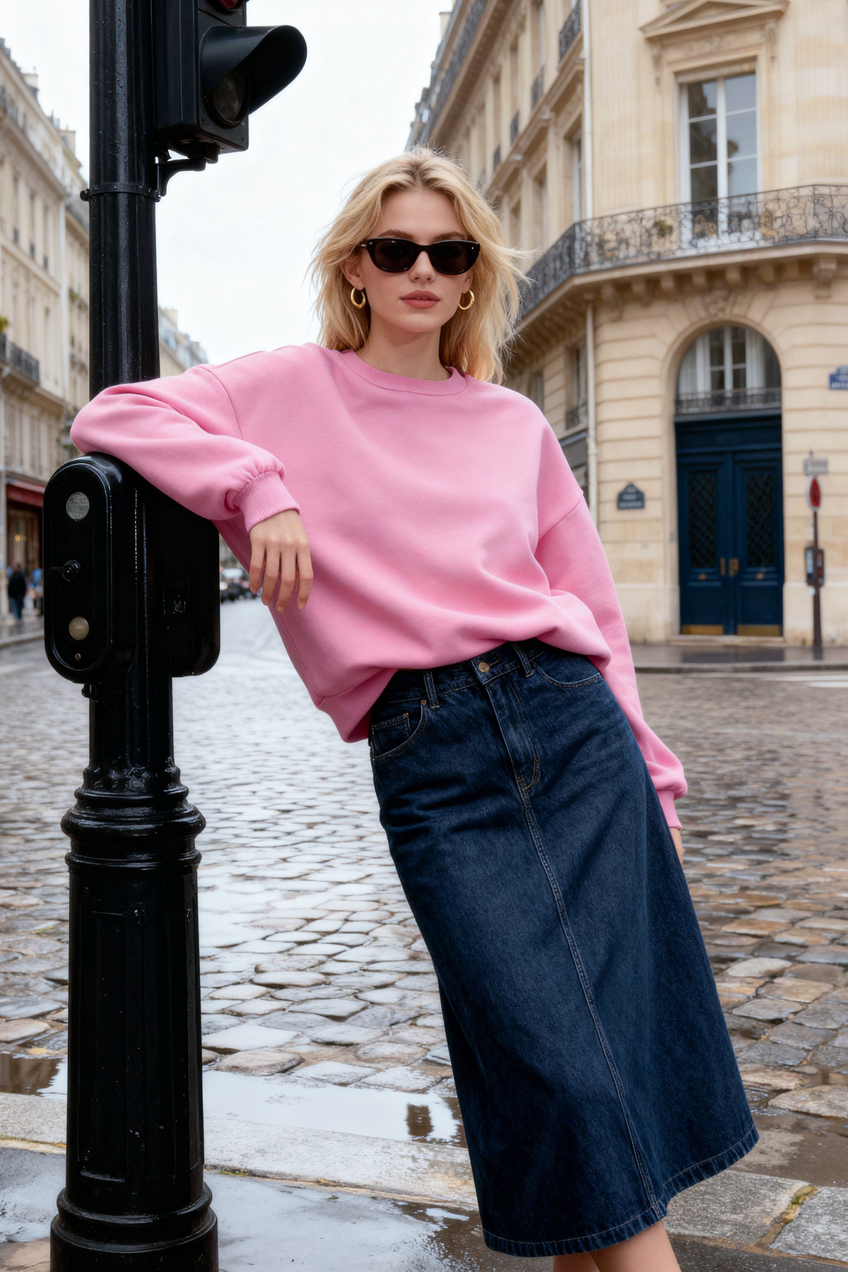 Trendyolmilla  Pembe Oversize/Rahat Kesim Basic Bisiklet Yaka Kalın/İçi polarlı Örme Sweatshirt TWOAW24SW00102 - Görsel 2