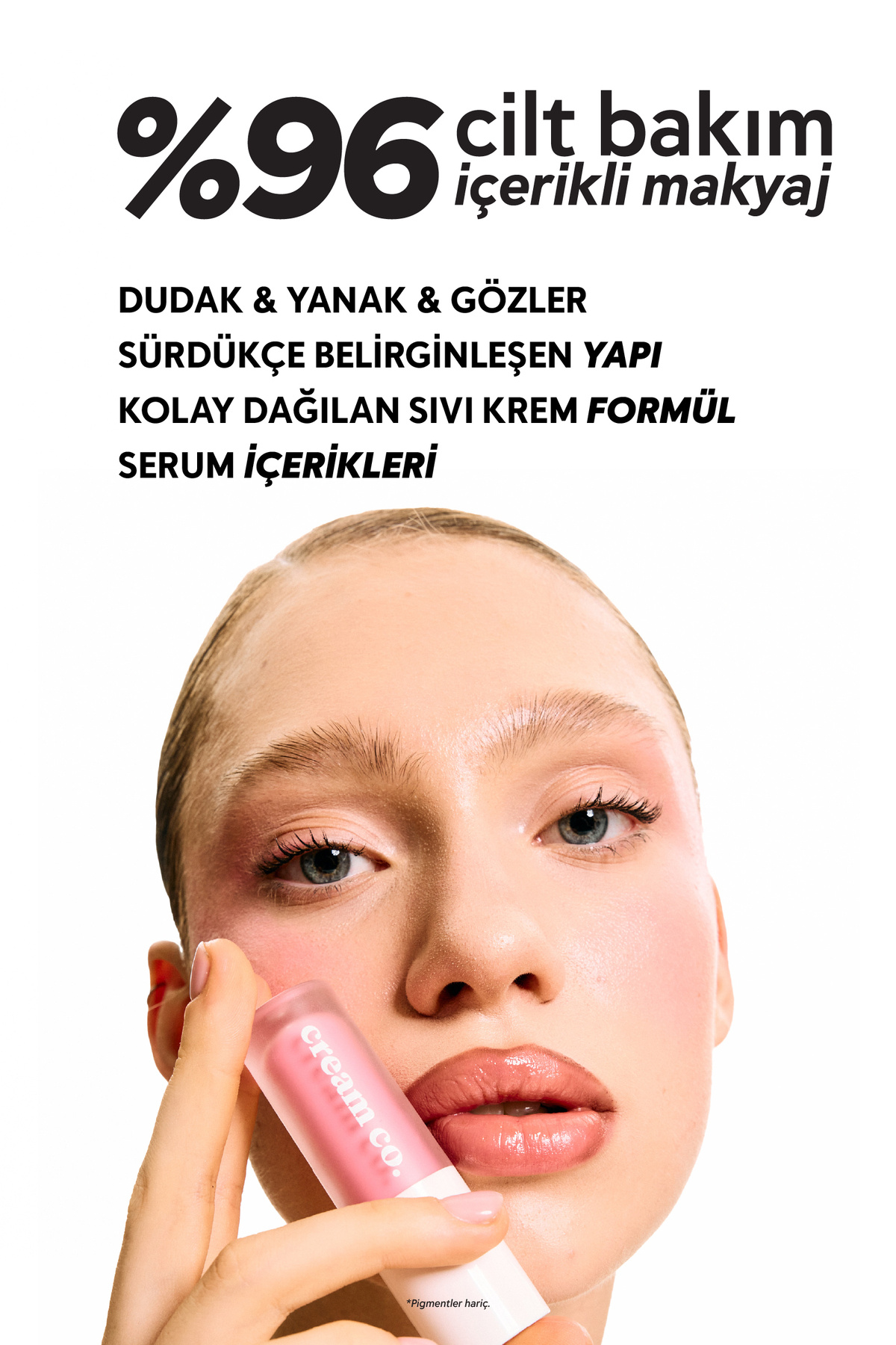 رژگونه، رژ لب، سایه چشم، رنگ براق، صورتی کمرنگ، آرایش مرطوب کننده | صورتی پاستلی، اسید هیالورونیک، پپتید — CC501 (Image) — تصویر 3 از 9