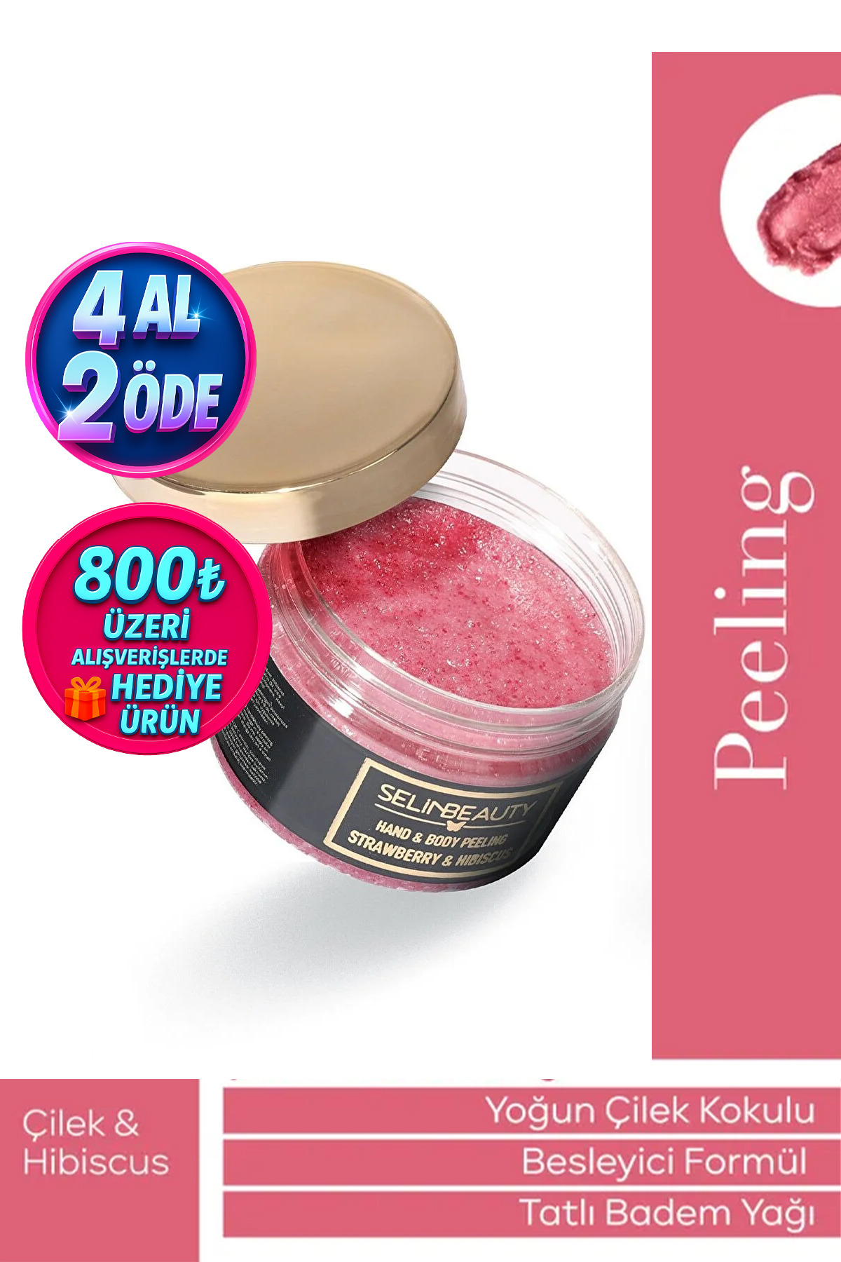 SELİNBEAUTY Çilek - Hibiscus El Ve Vücut Peeling 250 ml