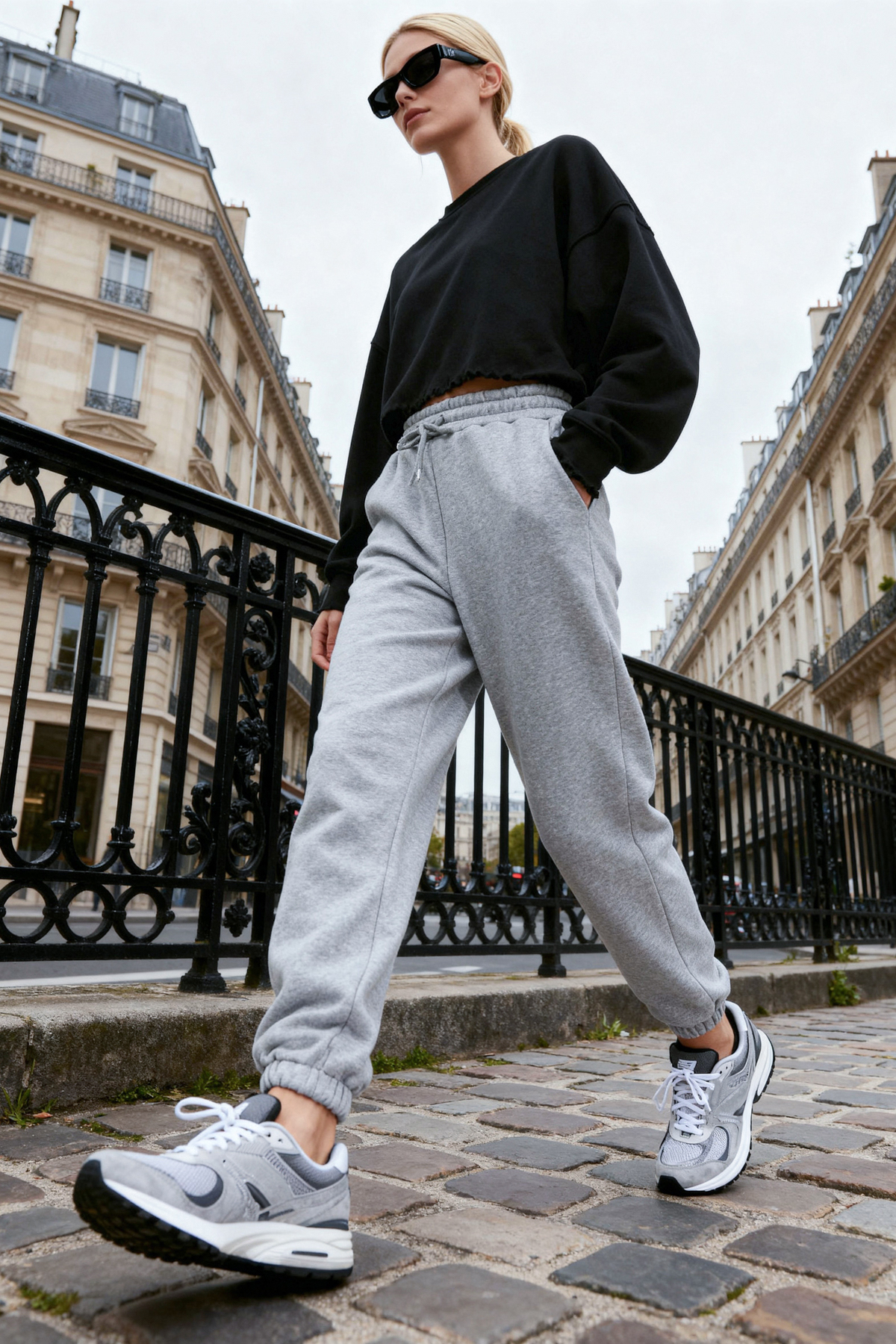 Trendyol Collection Szare melanżowe grube polarowe podstawowe spodnie dresowe dzianinowe TWOAW22EA0468