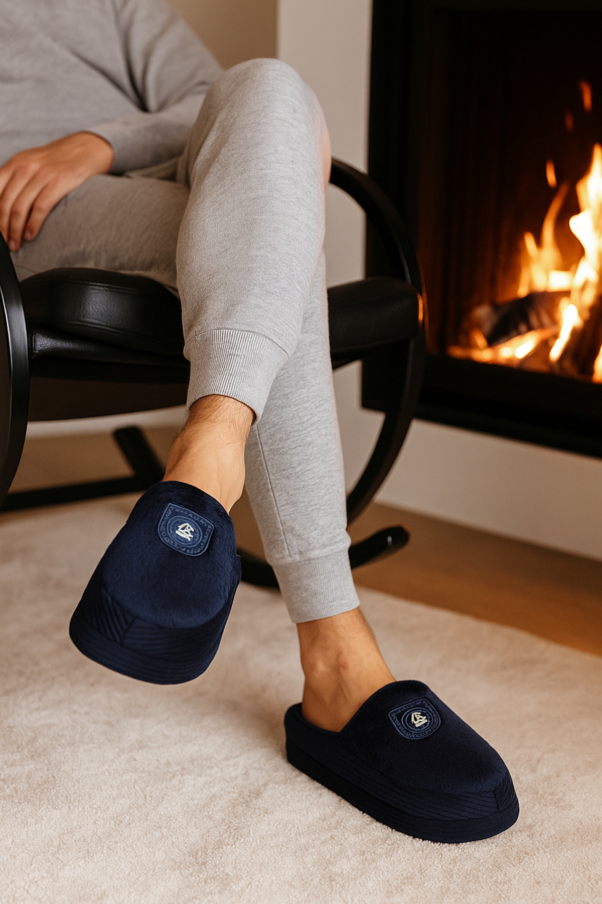 Beyond Lacivert Erkek Kadife Gondol Terlik BYNDKDF02