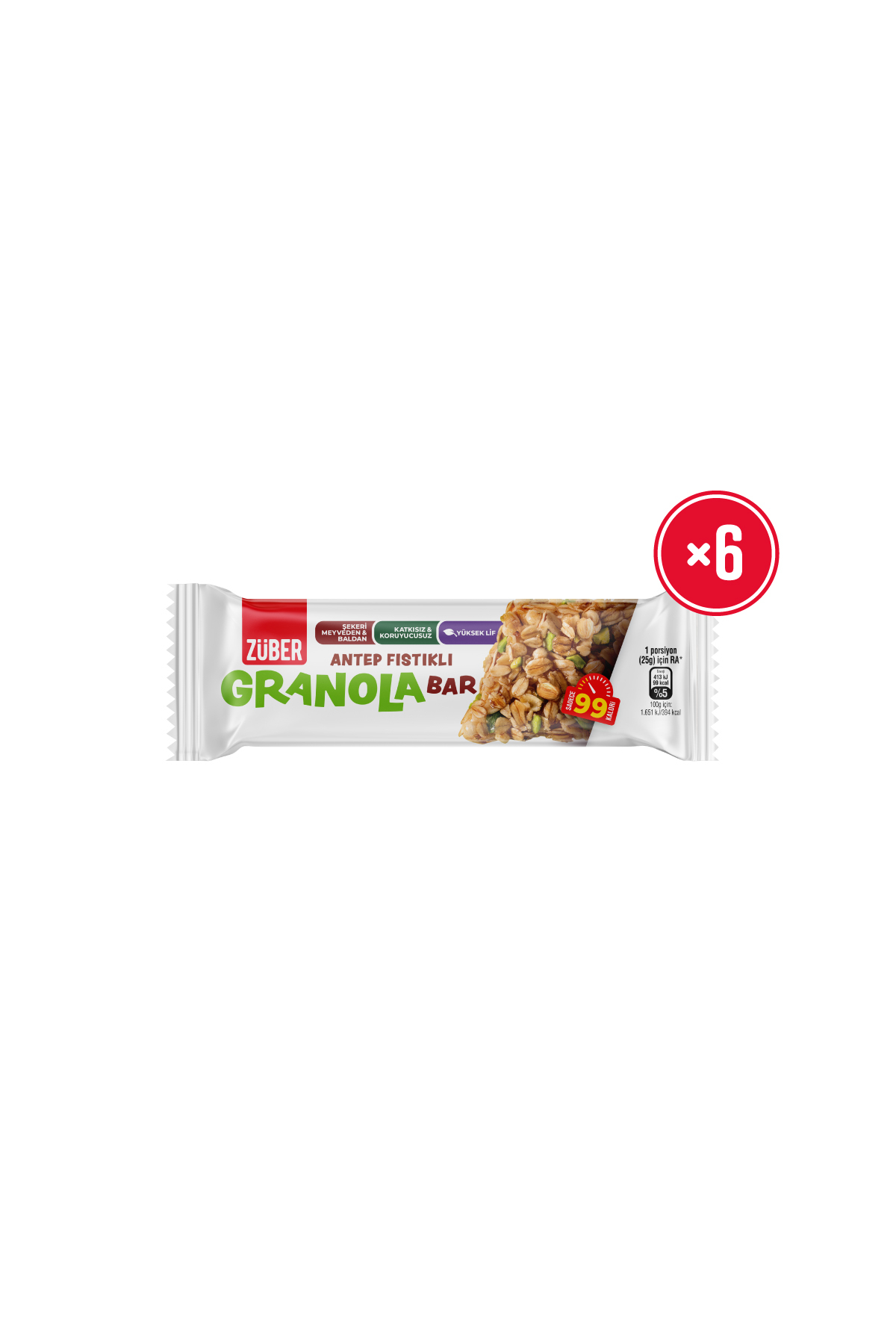 Züber Granola Bar Antep Fıstıklı 25g X 6 Adet