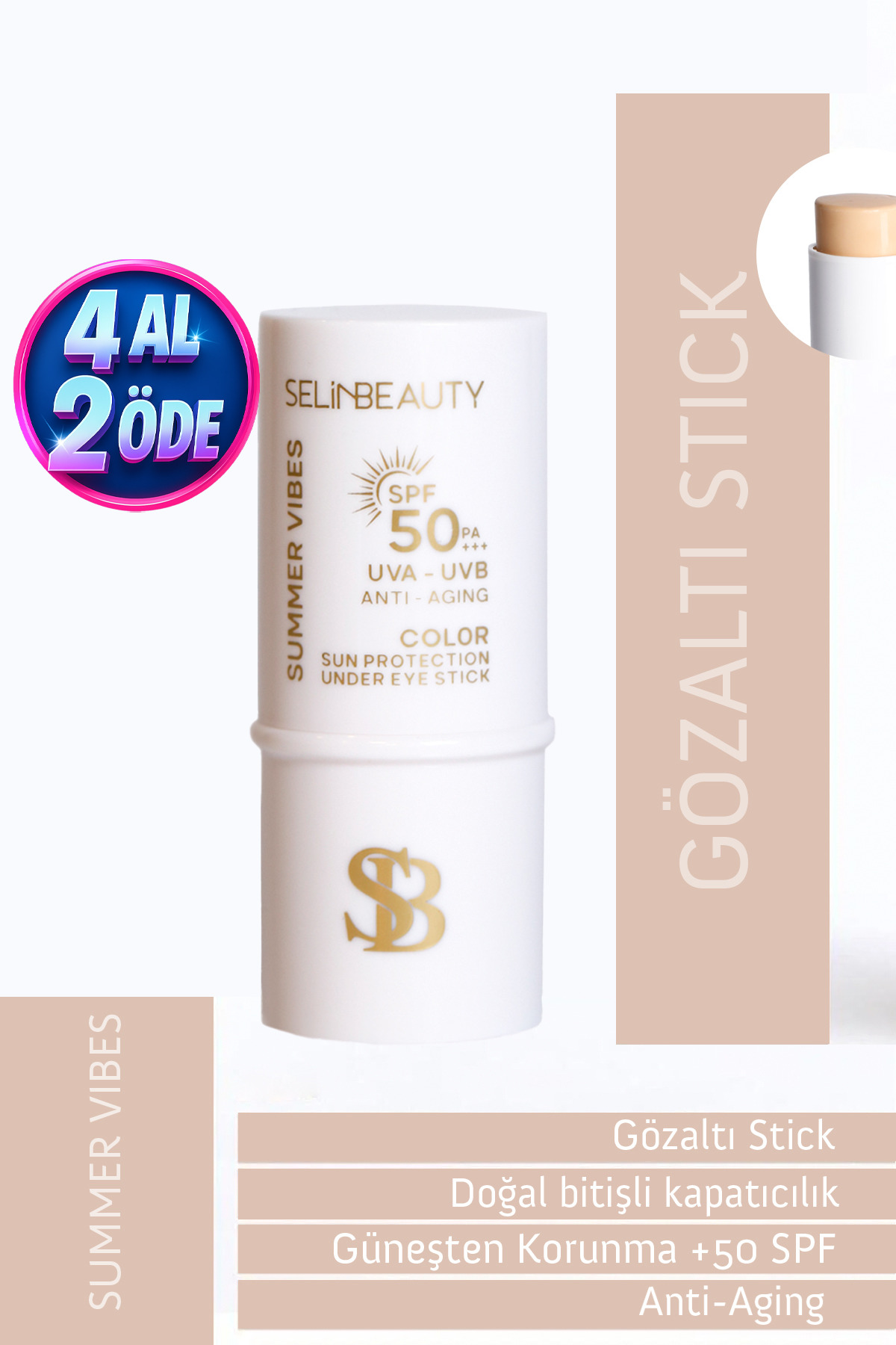 SELİNBEAUTY Color Sun Protection Spf50 Göz Altı Stick Güneş Koruyucu 6 gr
