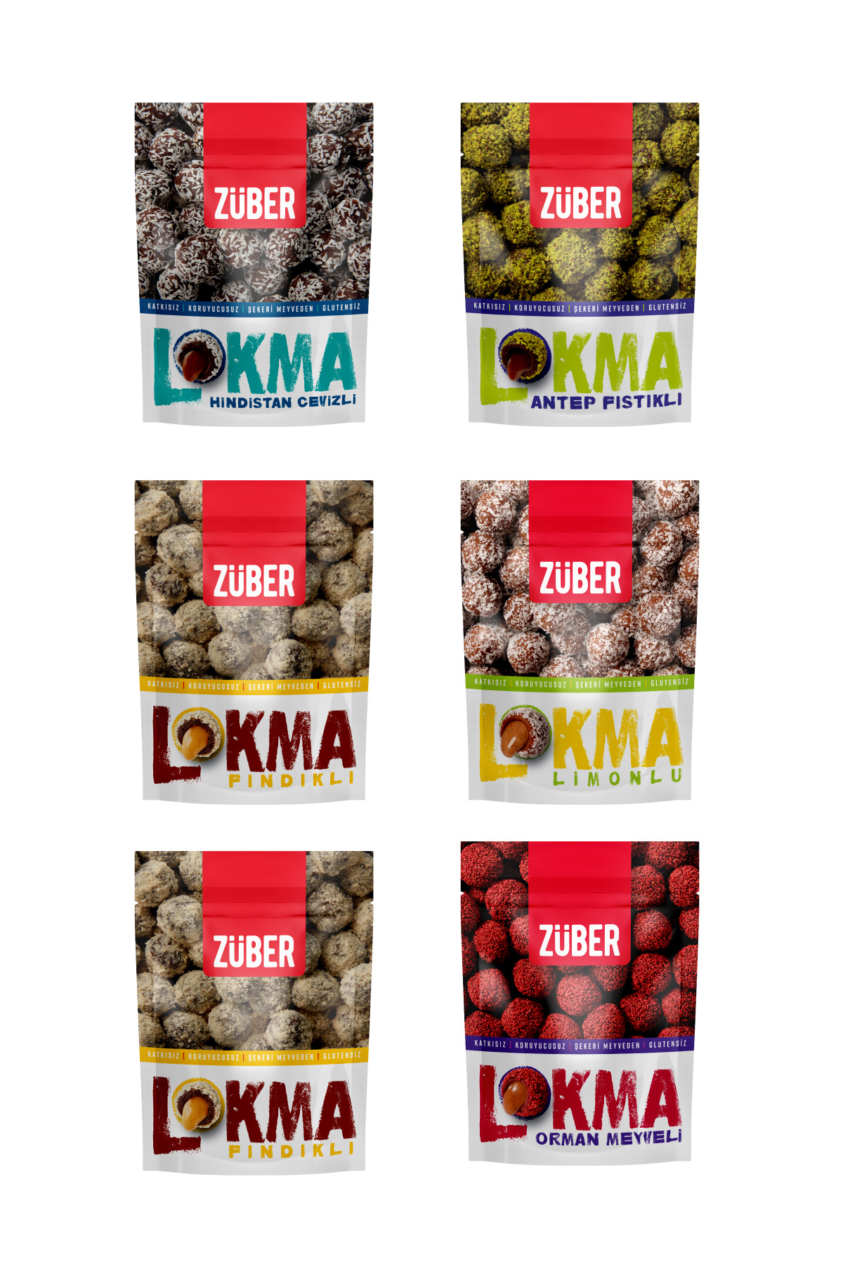 Züber Lokma Şöleni 96grx 6 Adet (Fındıklı, Antep Fıstıklı, Limonlu, Hindistan Cevizli)