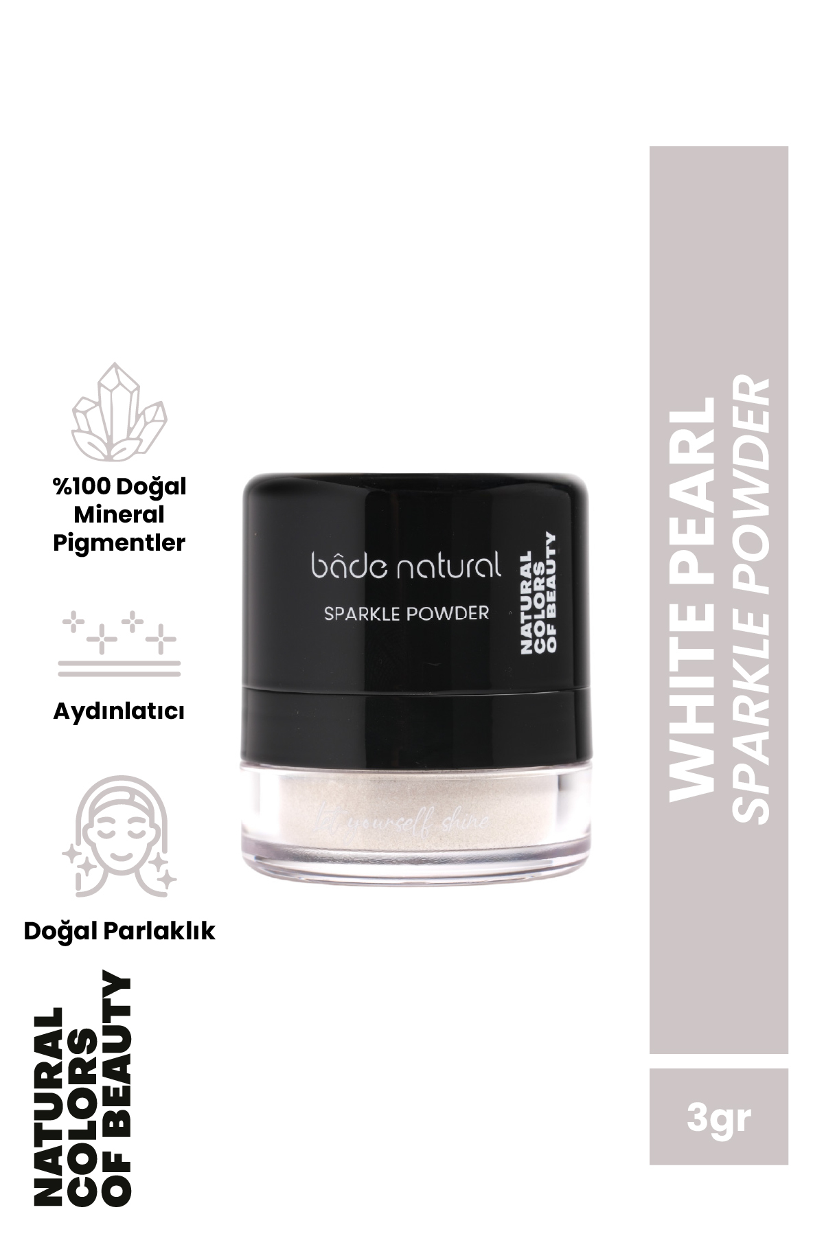 Bade Natural Sparkle Powder white Pearl Çok Amaçlı Toz Işıltılı Aydınlatıcı %100 Doğal - Fiyatı, Yorumları