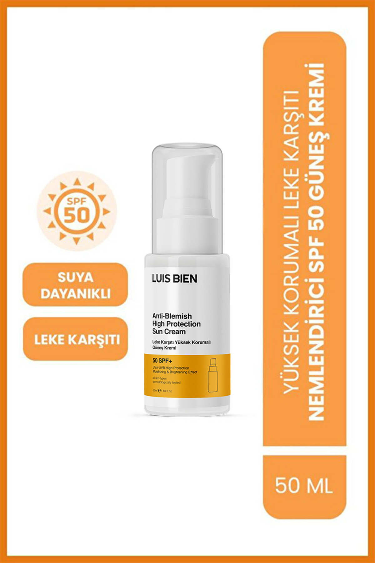 Luis Bien SPF 50+ Leke Karşıtı Nemlendirici Güneş Kremi 50 ml – Beyaz İz Bırakmaz — 153.10.000201