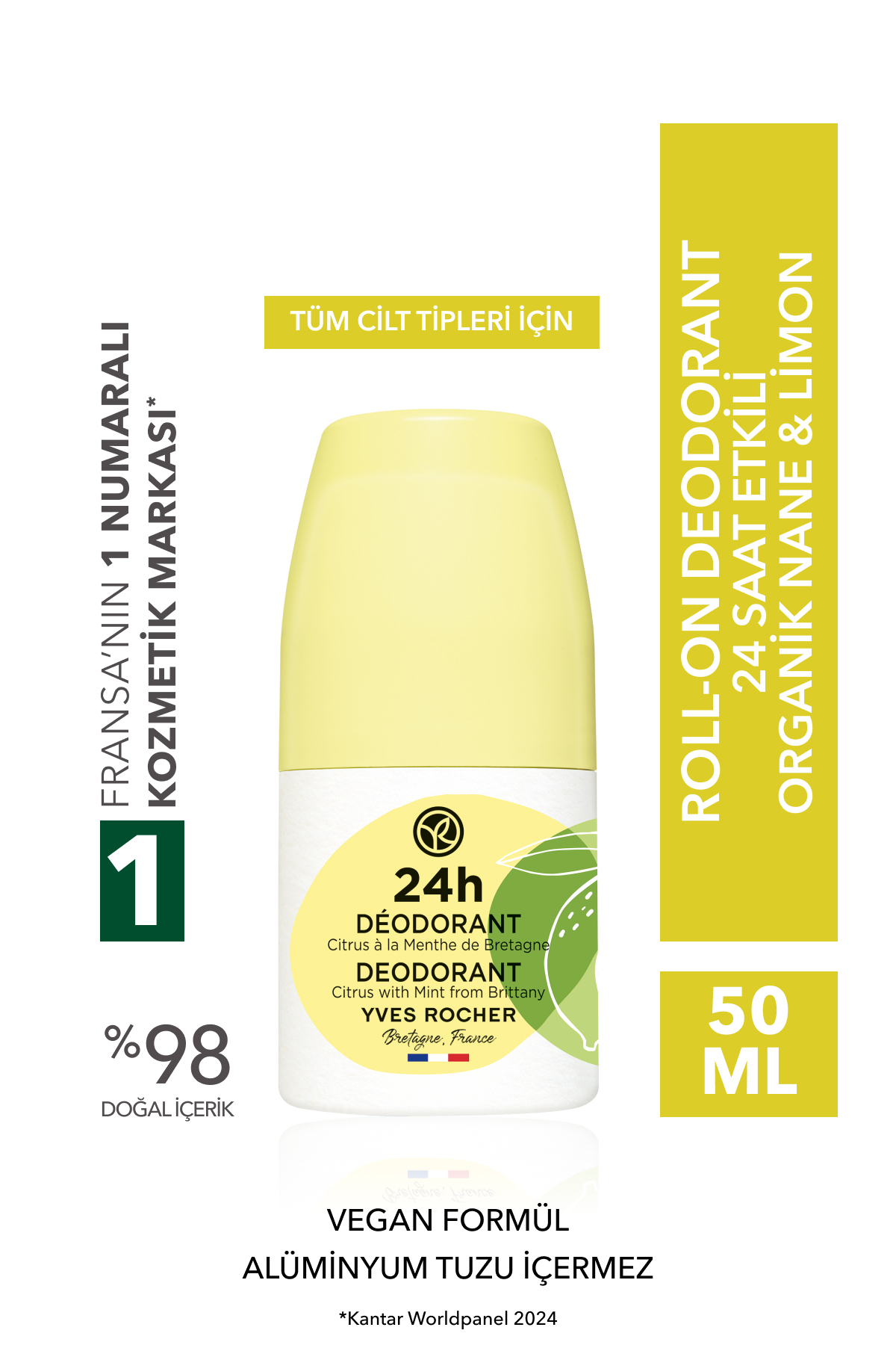 Yves Rocher Ter Kokusu Önleyici 24 Saat Etkili Kadın-Erkek Roll-On Deodorant- Organik Nane&Limon-57136