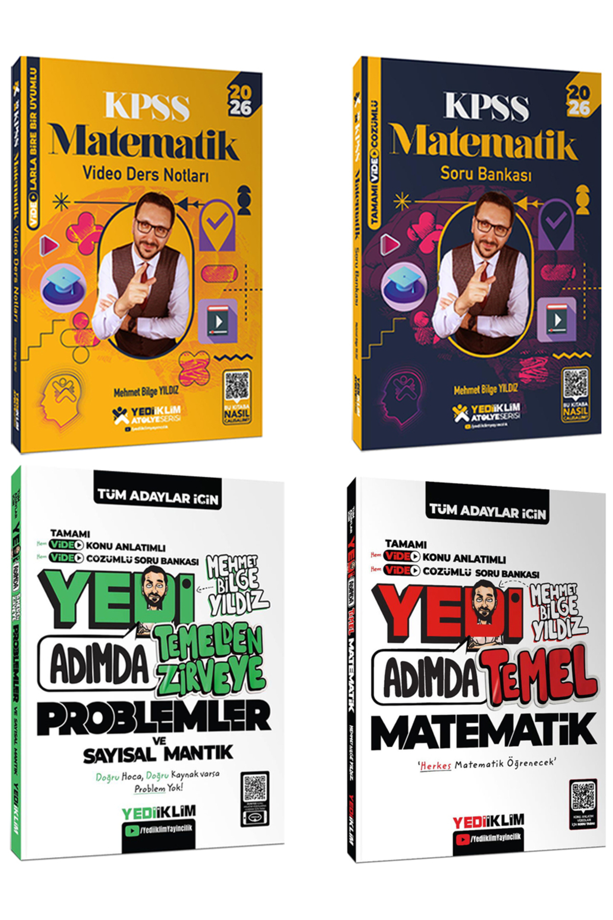 Yediiklim Yayınları Yedi Adımda Temel Matematik+Problemler ve Sayısal Mantık+Konu+Soru Bankası Mehmet Bilge Yıldız