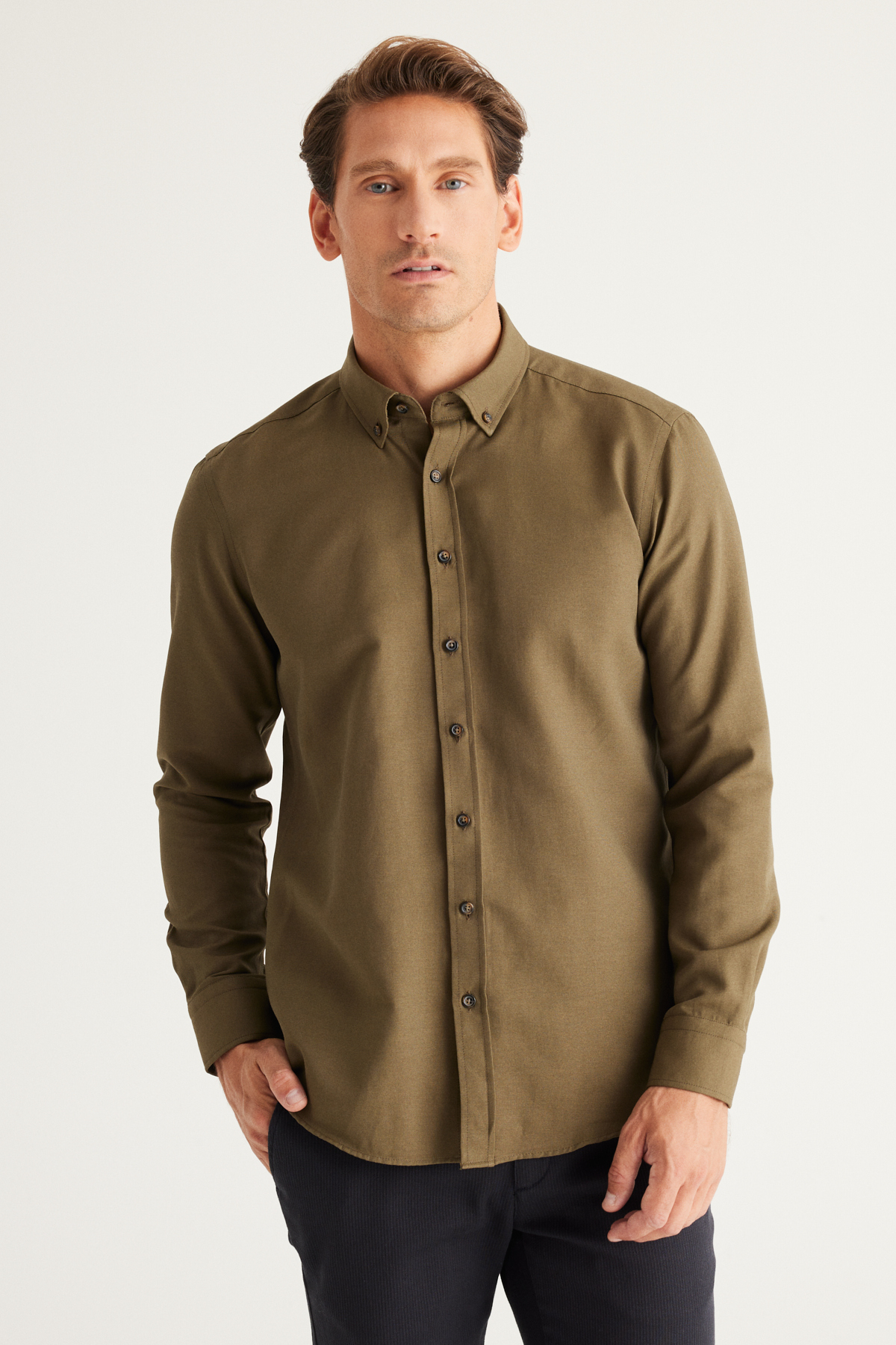 پیراهن مردانه خاکی آلتین ییلدیز | 4A2021100103 اورجینال - تصویر 7