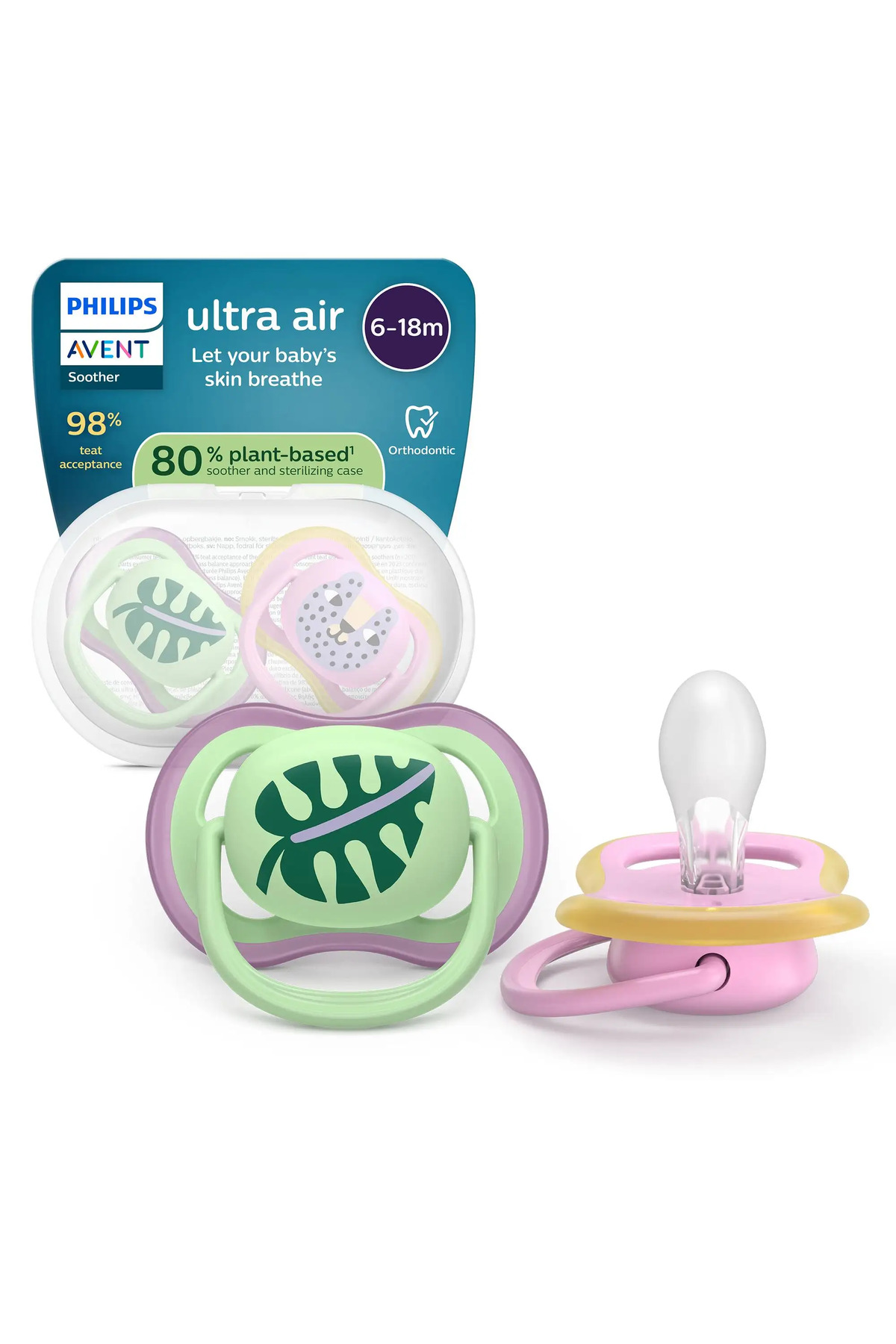 Philips Avent Súprava 2 kusov suziek Philips Avent Ultra Air SCF087/13, ortod...