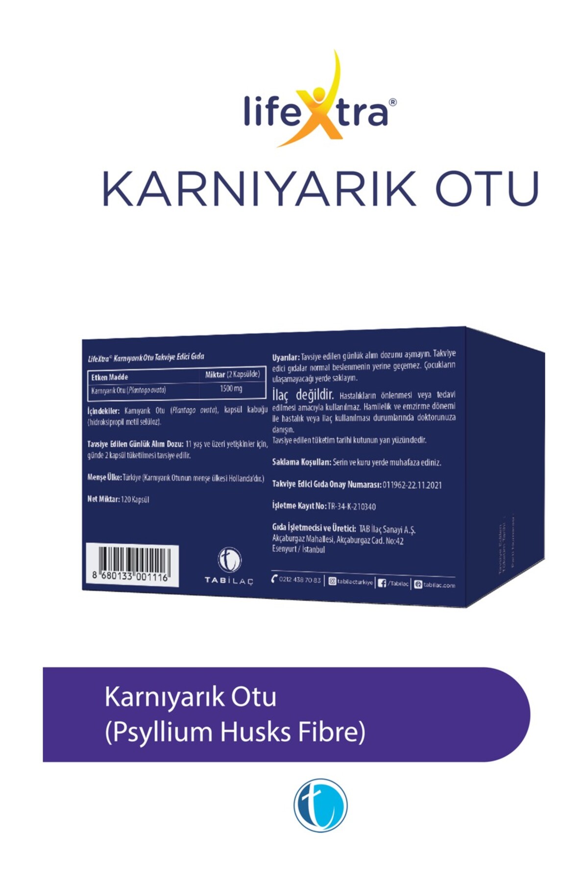 Tab İlaç Lifextra Karnıyarık Otu 750 mg 120 Bitkisel Kapsül