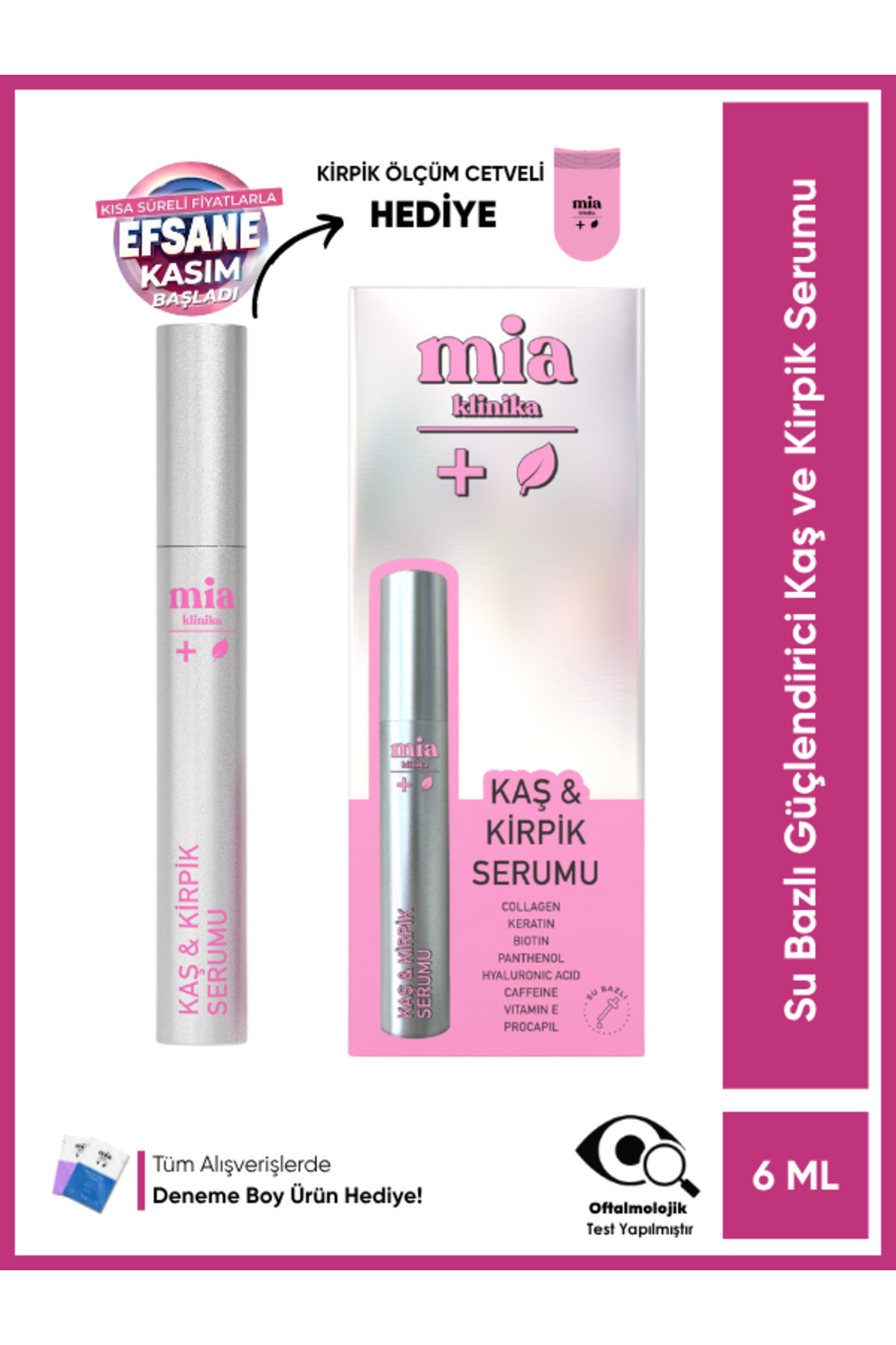 mia klinika Su Bazlı Güçlendirici Kaş Ve Kirpik Serumu