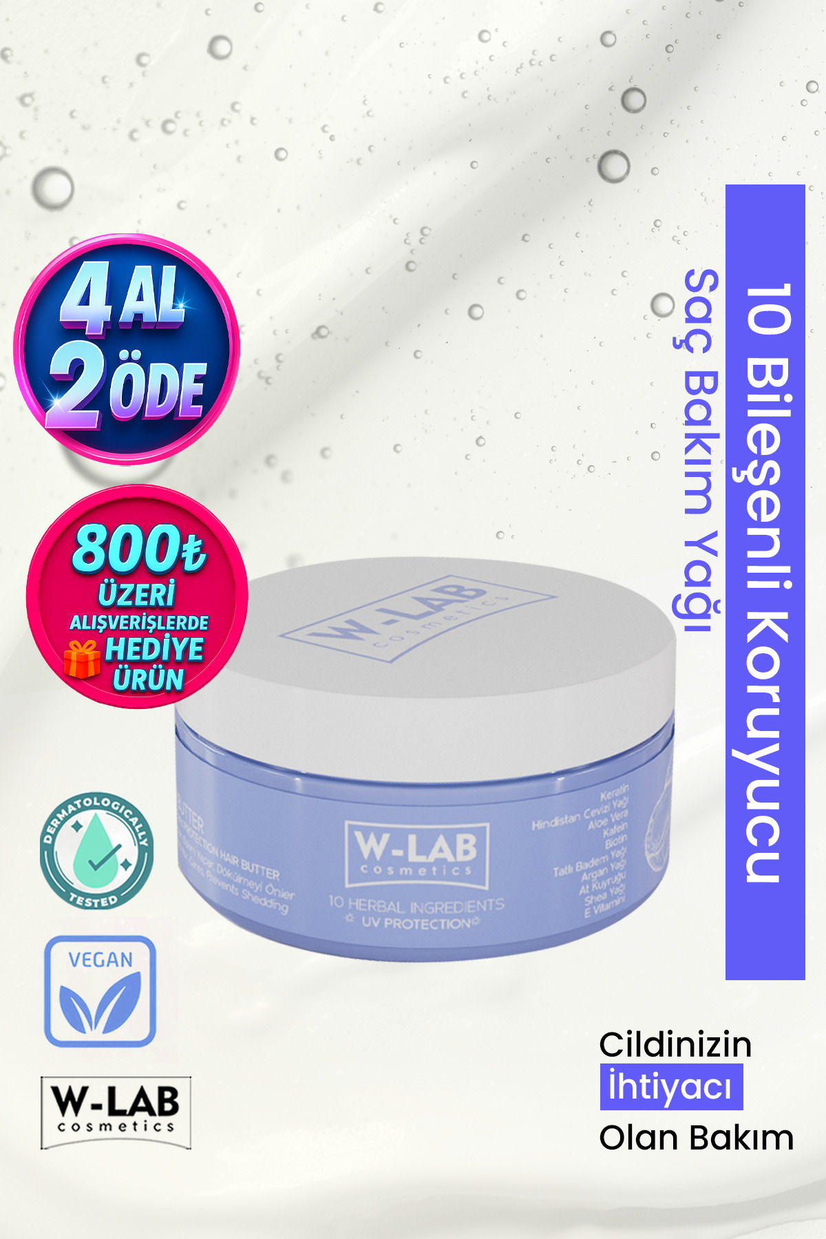 W-Lab Kozmetik 10 Bileşenli Besleyici Koruyucu Saç Bakım Maskesi 250 ml