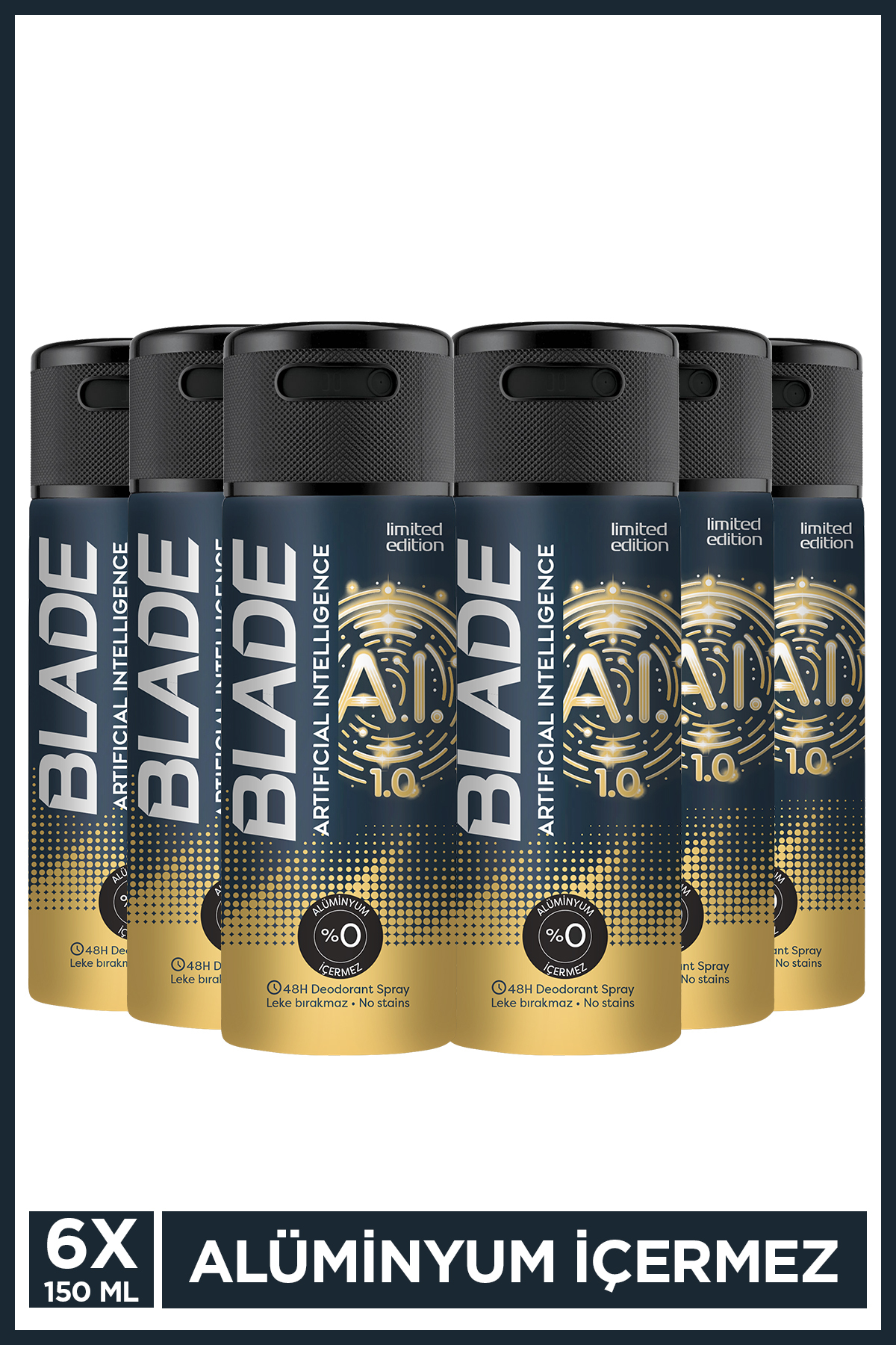 Blade Artificial Intelligence 1.0 Erkek Deodorant 6x150 ml Leke Bırakmaz
