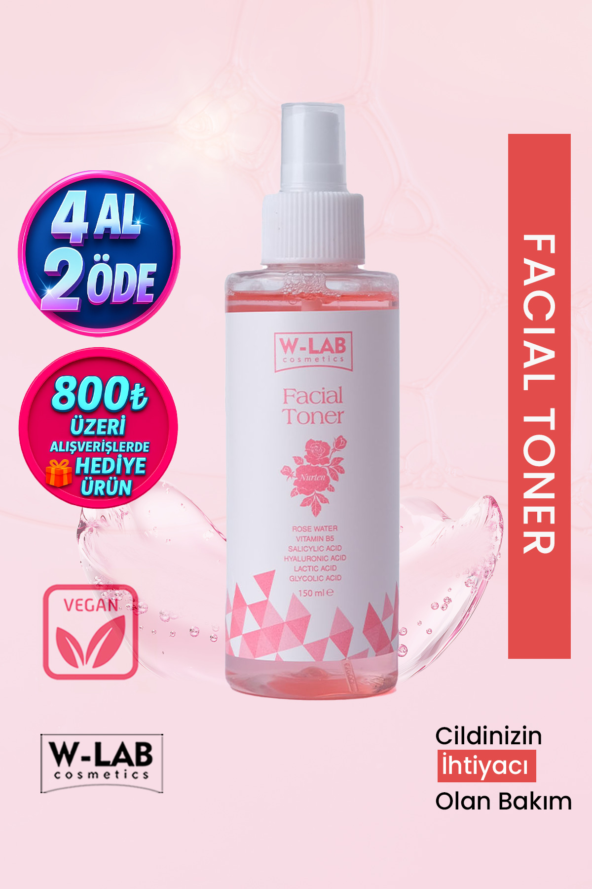 W-Lab Kozmetik Nurten Facial Toner 150 ml