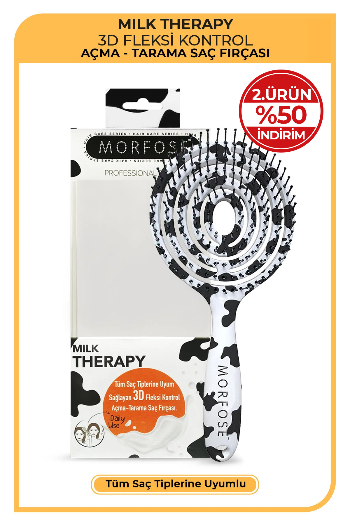 Morfose Milk Therapy Üç Boyutlu Oval Saç Fırçası - Kolay Tarama, Tüm Saç Tipleri