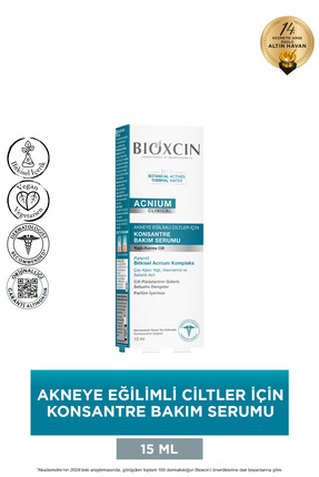 Bioxcin Acnium Akneye Eğilimli Ciltler İçin Konsantre Bakım Serumu 15 Ml Sali...