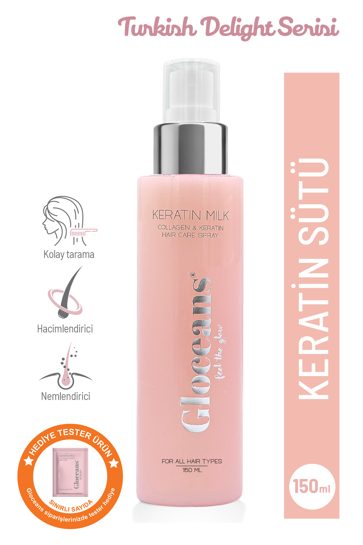 gloceans feel the glow Keratin Kolajen Saç Bakım Sütü