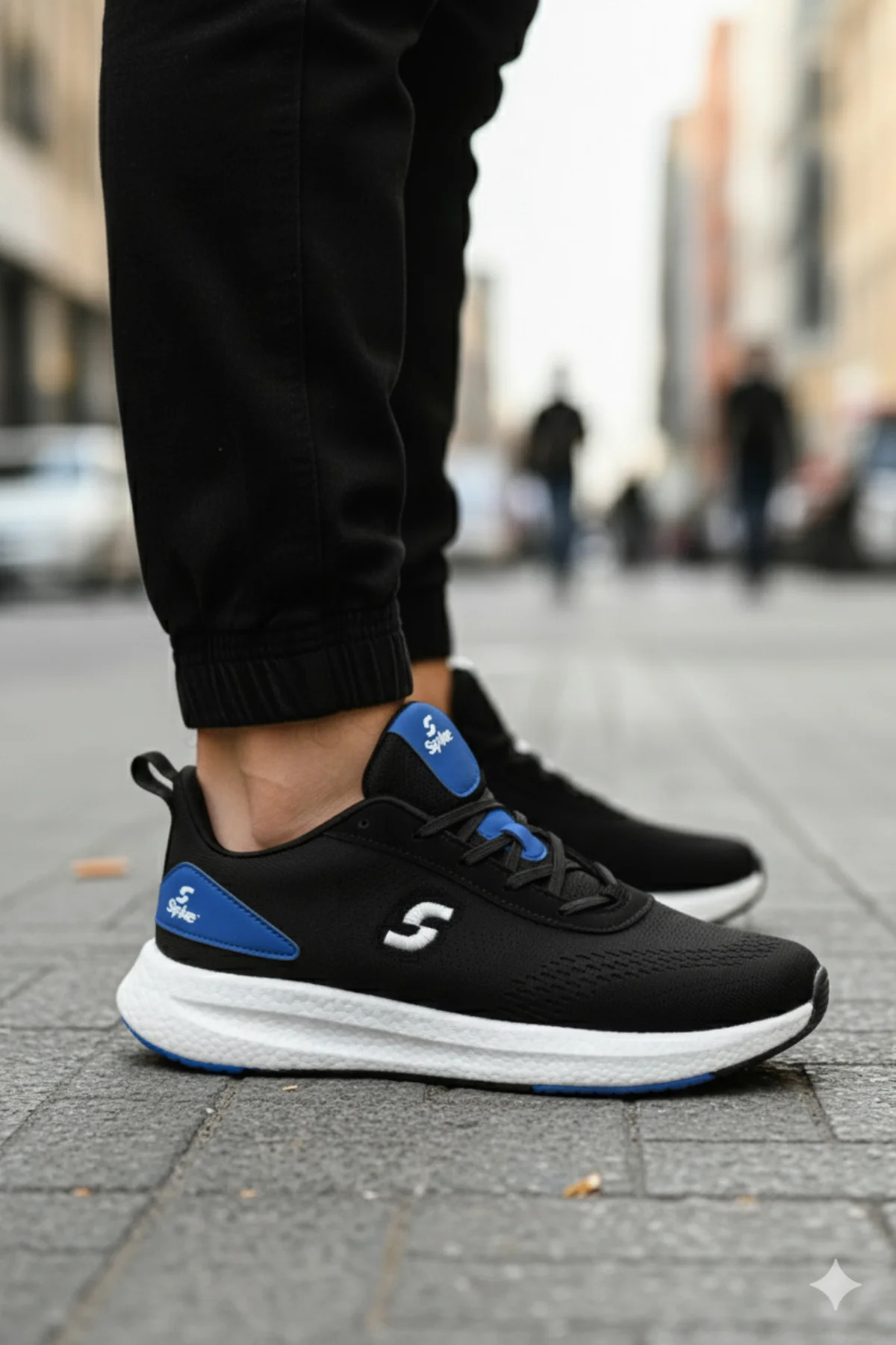  کفش ورزشی مشکی آبی، کفش کتانی، کفش دویدن غیررسمی، کفش راحت غیررسمی، مردانه، زنانه، یونی‌سکس.