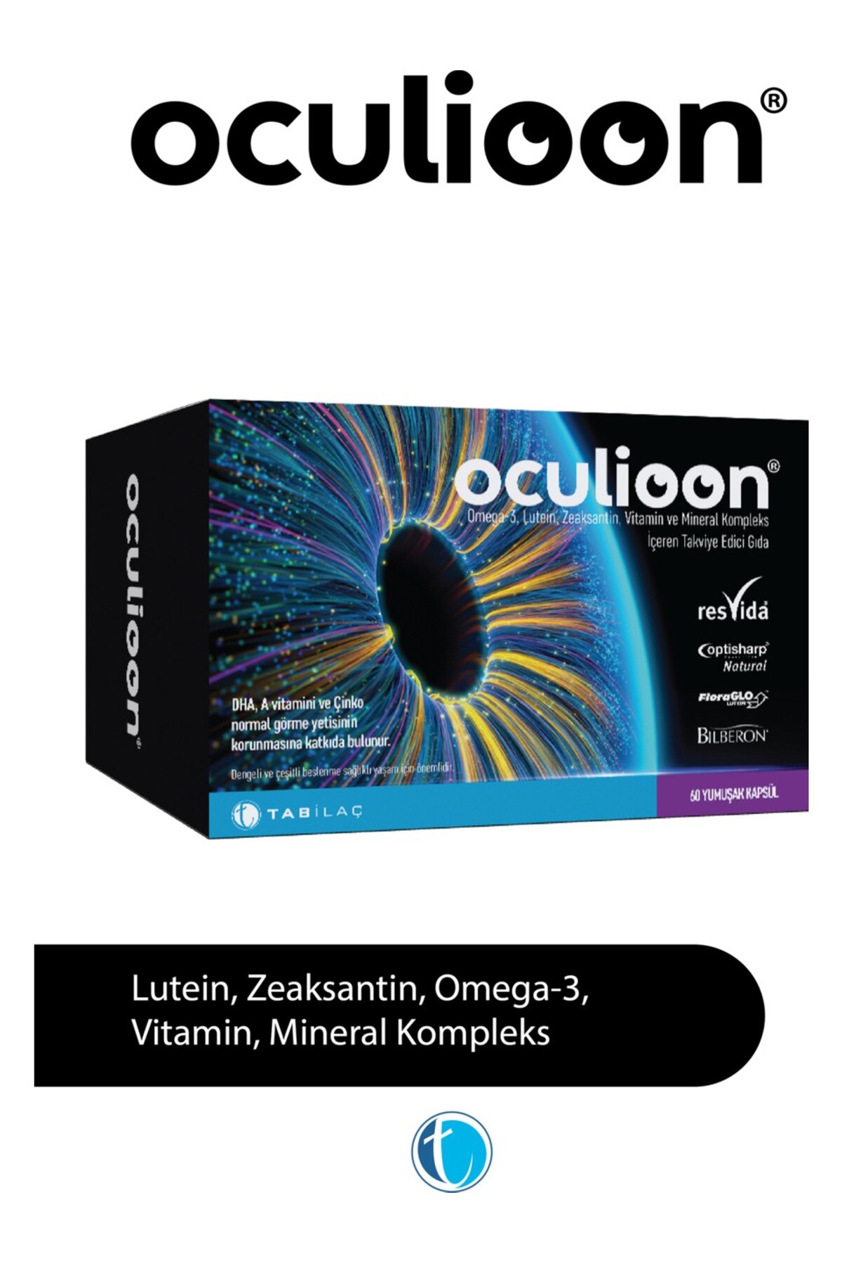 Tab İlaç Oculioon Omega-3, Lutein, Zeaksantin, Vitamin Ve Mineral Içeren Takviye Edici Gıda 60 Yumuşak Kapsül