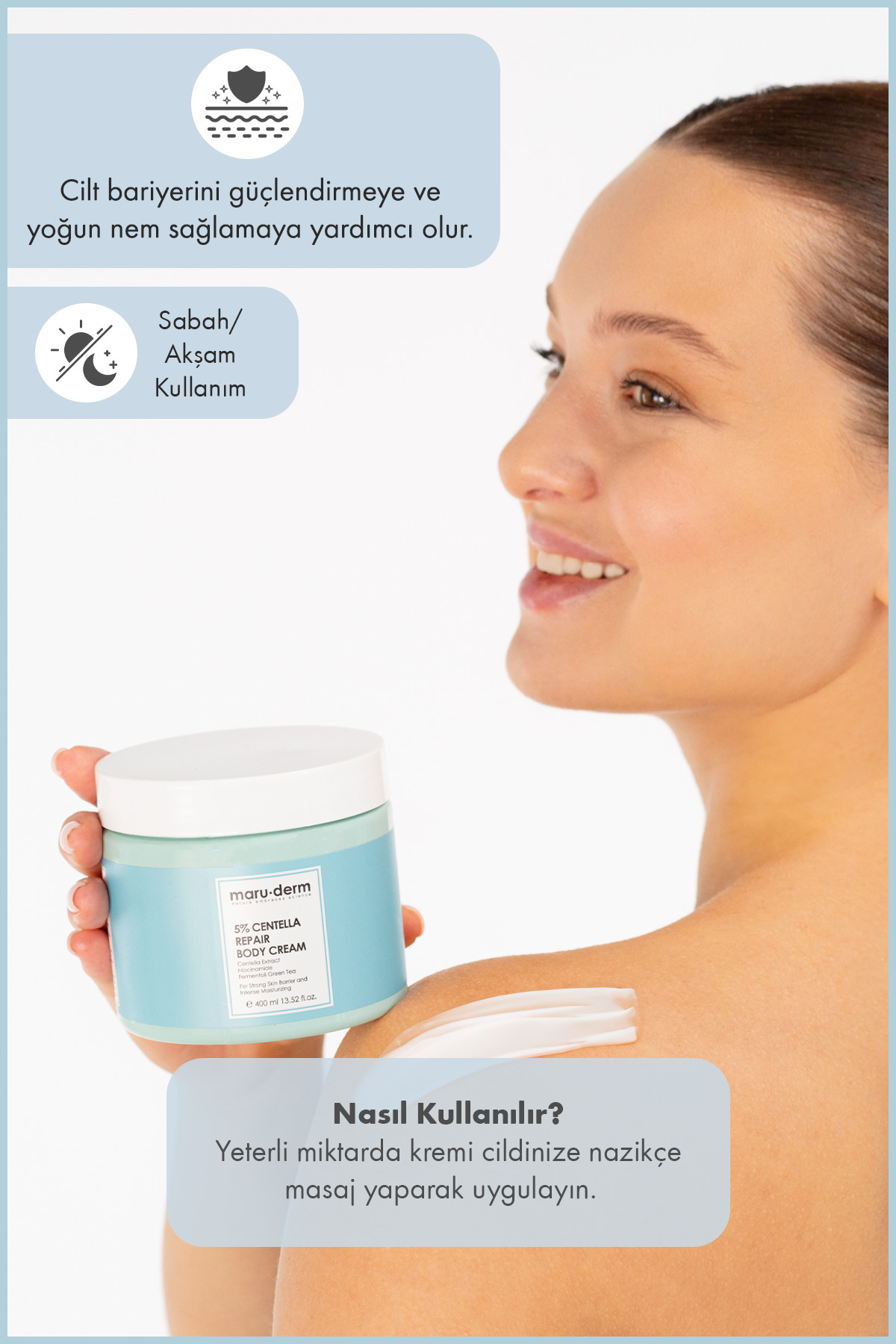 Maruderm %5 Centella Repair Body Cream 400 Ml (W) — 8682397031366 — تصویر 4 از 5