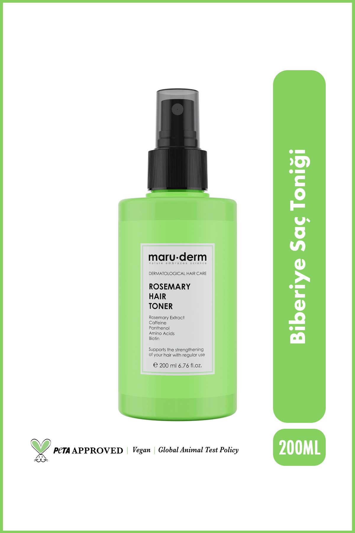 Maru.Derm Biberiye Saç Bakım Toniği 200 ML | Tüm Saç Tipleri | Vegan