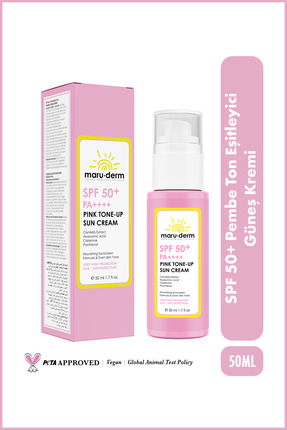 Maru.Derm Pembe Ton Eşitleyici (Pink Tone-Up) Güneş Kremi SPF 50+ PA++++ | Ye...