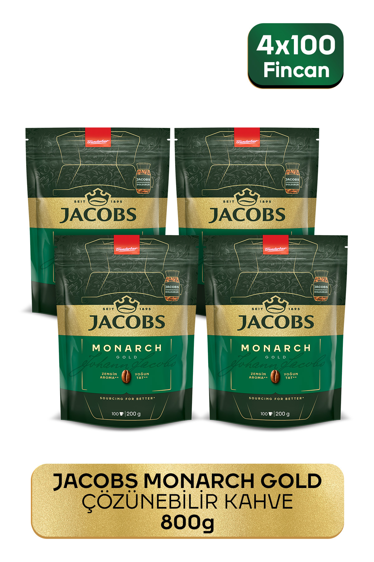 Jacobs Monarch Gold Granül Kahve 200 gram X 4 Adet