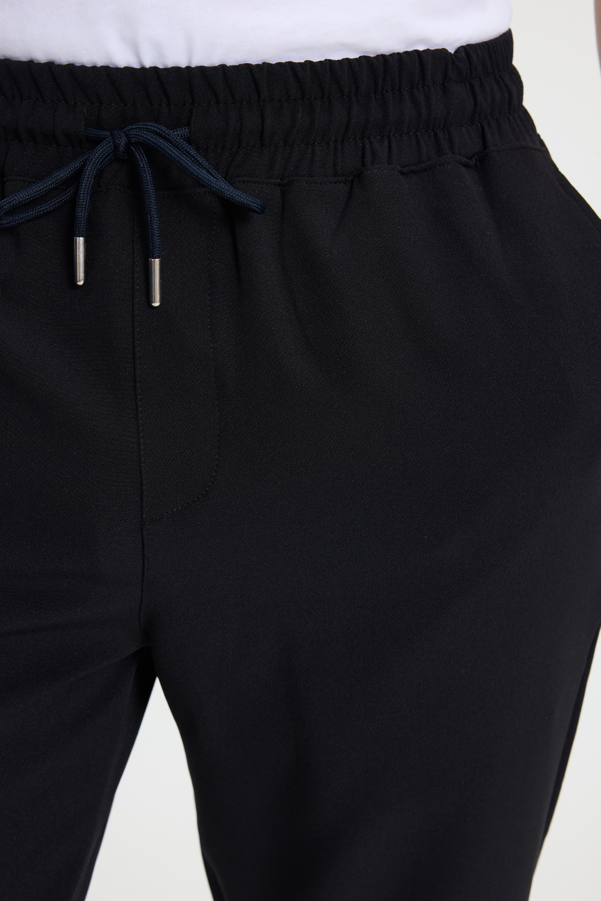 Tudors  Erkek Regular Fit Beli Lastikli Bağcıklı Jogger Siyah Pantolon Rahat Kesim Yan Cepli - Görsel 4