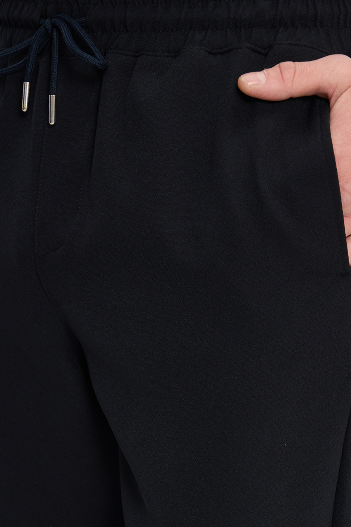 Tudors  Erkek Regular Fit Beli Lastikli Bağcıklı Jogger Siyah Pantolon Rahat Kesim Yan Cepli - Görsel 7