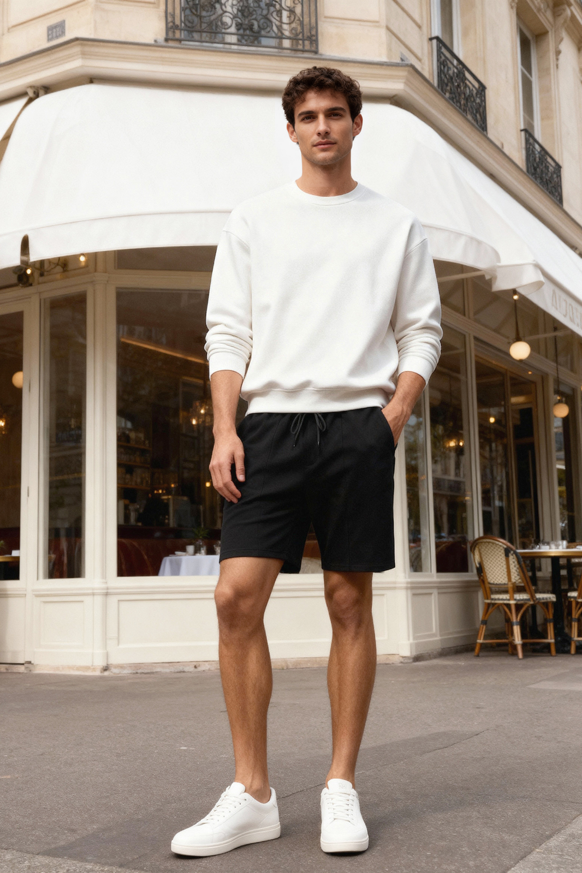 Trendyolmilla  Siyah Regular/Normal Kesim Orta Boy Lastik Belli Bağcıklı Dikiş Detaylı Şort TMNSS20SR0070