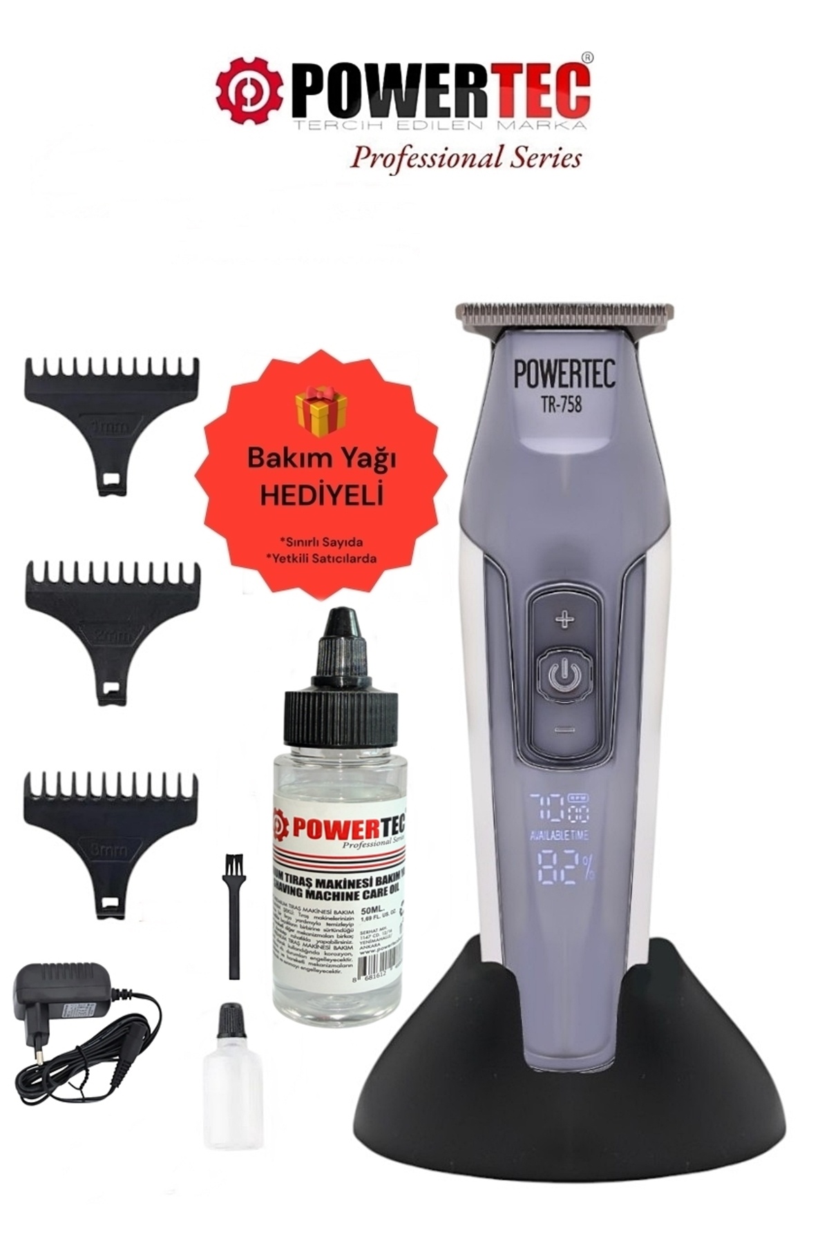 POWERTEC Tr-758 Profesyonel Sakal Ense Tıraş Makinesi (0.1mm - Sıfıra En Yakın)